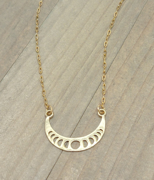 Gold Sun Moon Phase Necklace, Nicki Lynn Jewelry 