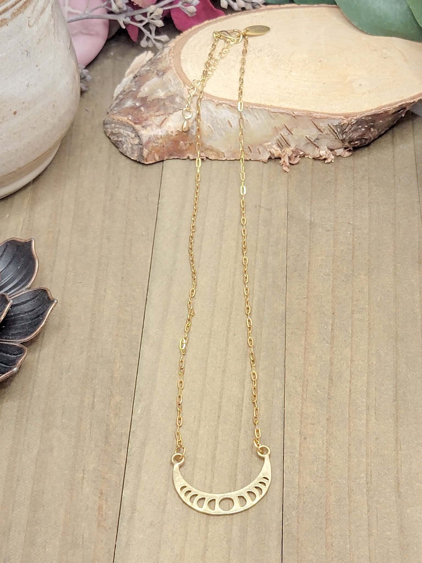 Gold Sun Moon Phase Necklace, Nicki Lynn Jewelry 