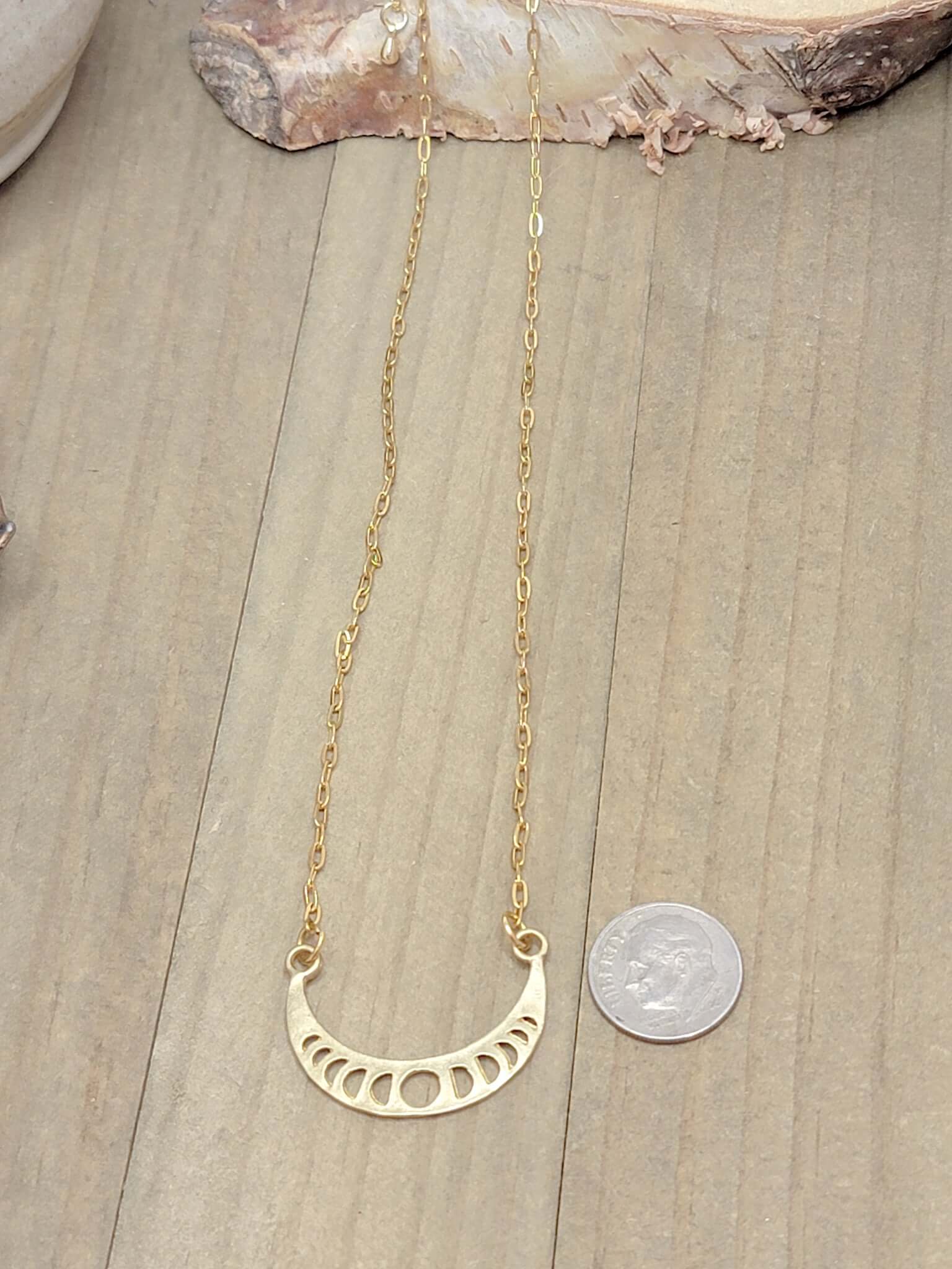 Gold Sun Moon Phase Necklace, Nicki Lynn Jewelry 