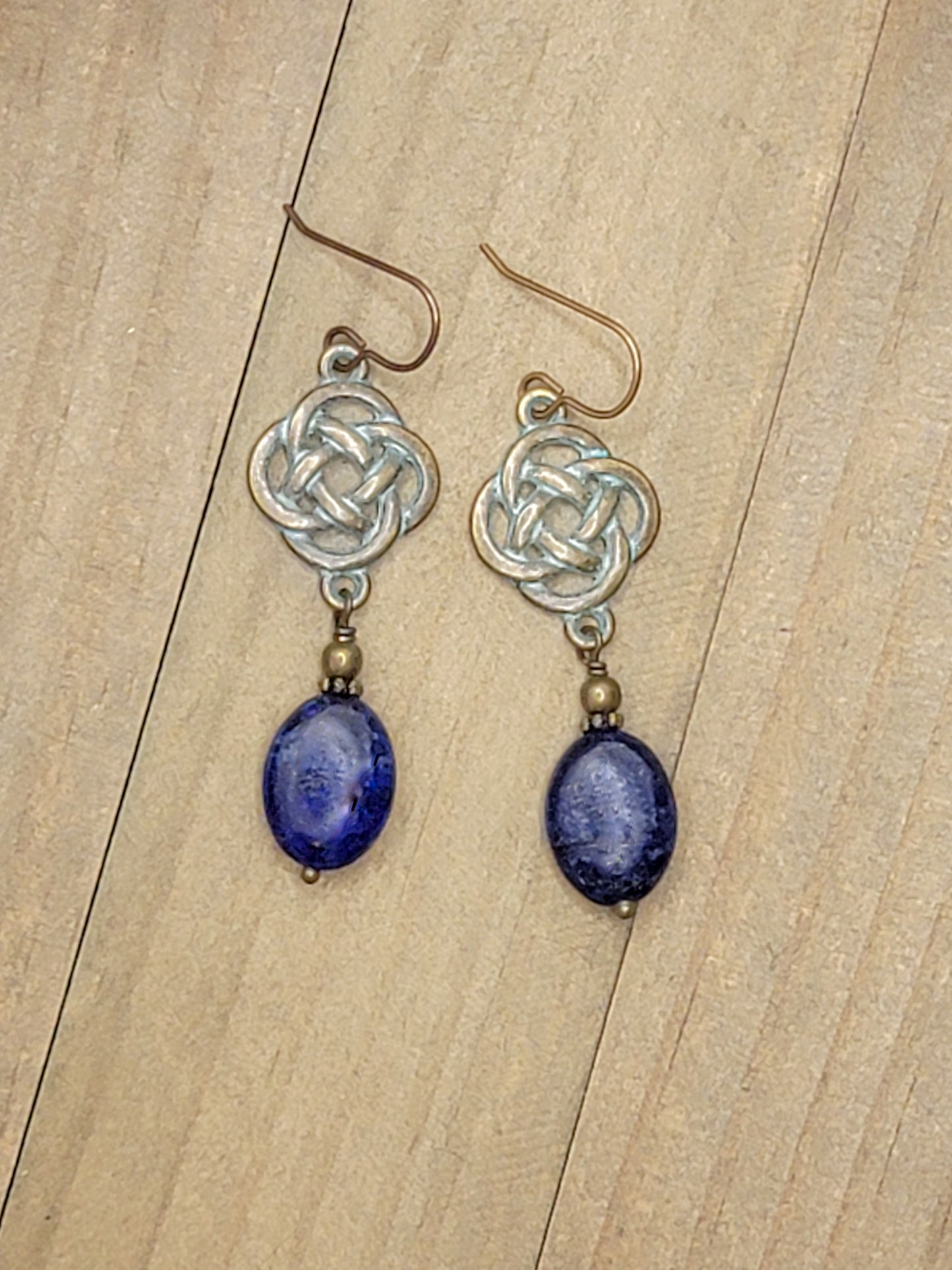 Celtic Knot and Blue Lapis Gemstone Earrings, Nicki Lynn Jewelry