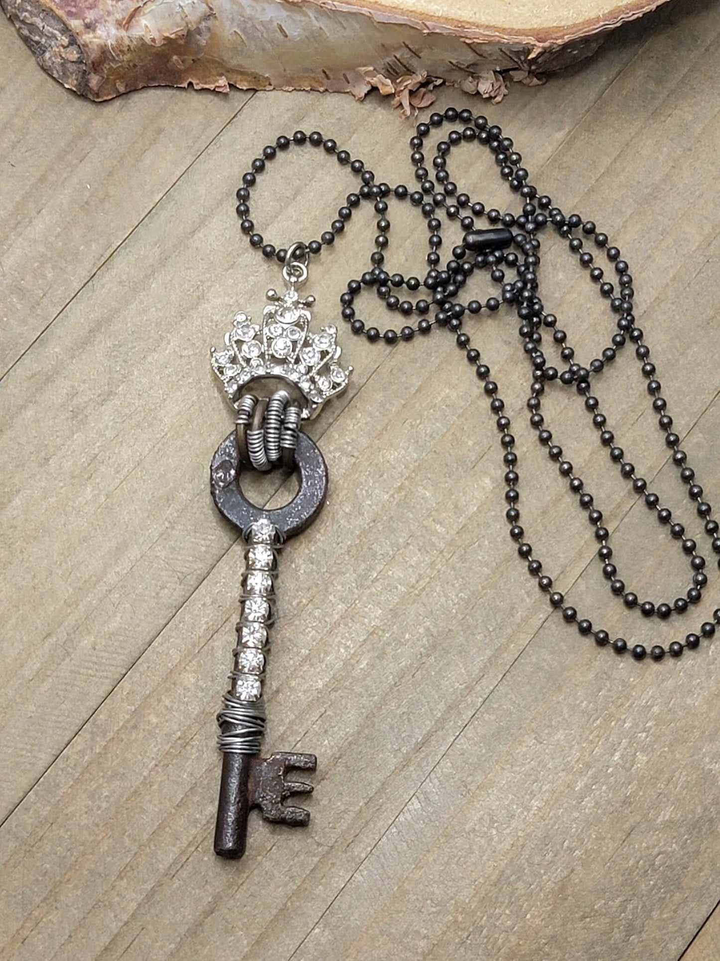 Vintage Glam Skeleton Key Assemblage Necklace, Nicki Lynn Jewelry 