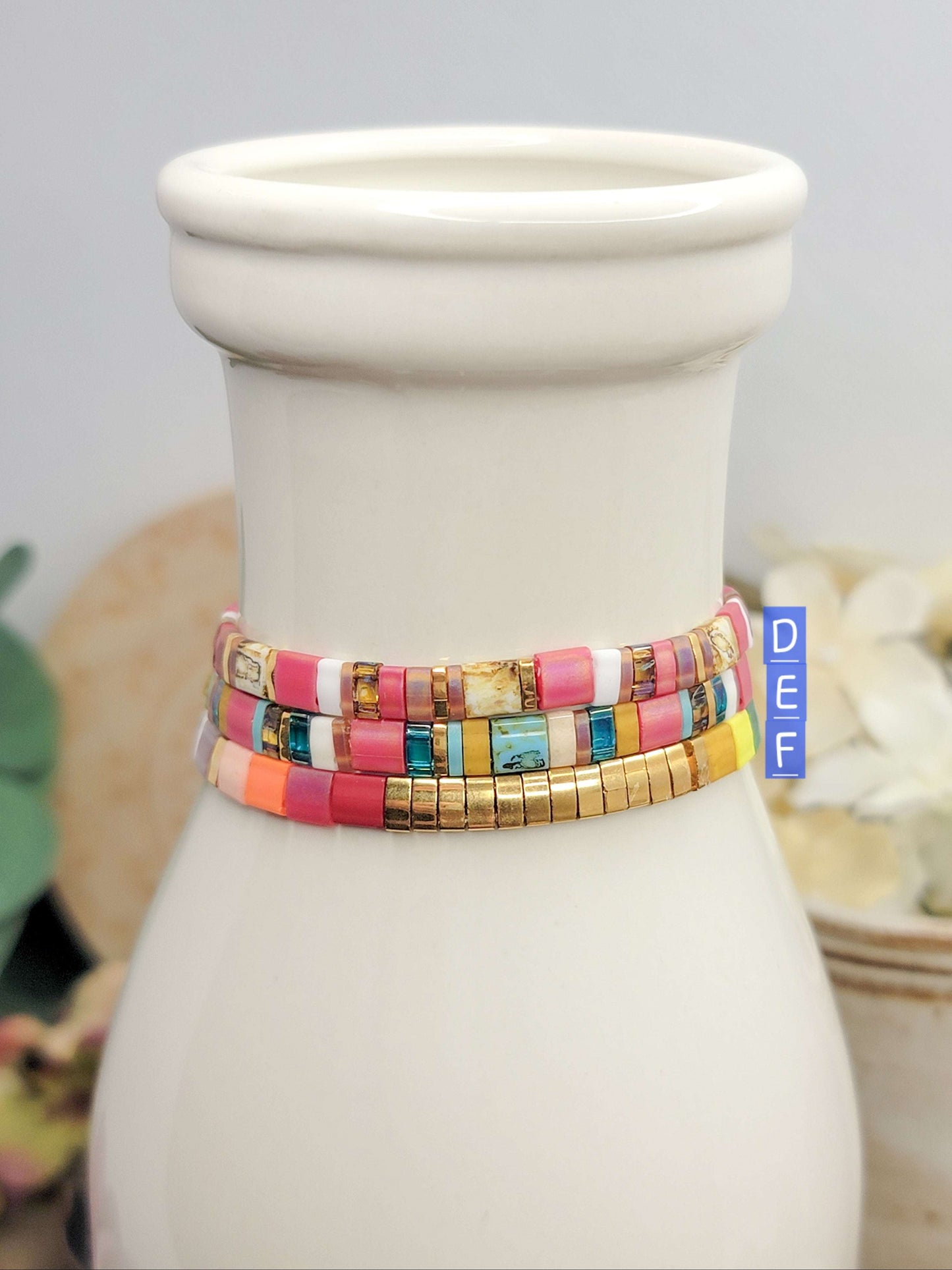Colorful Glass Tila Tile Beaded Bracelet