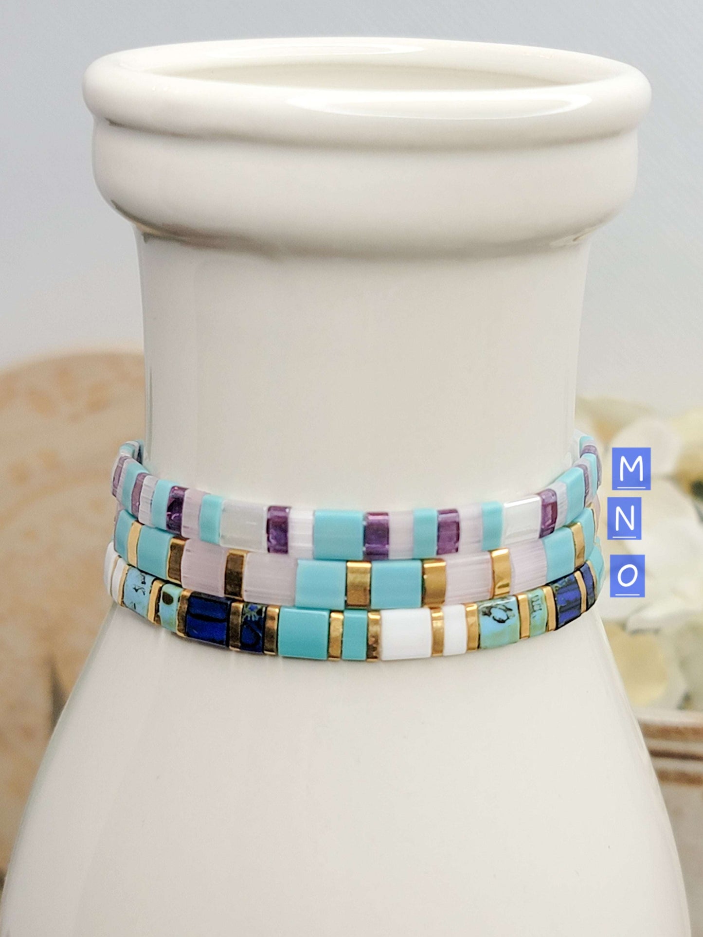 Colorful Glass Tila Tile Beaded Bracelet