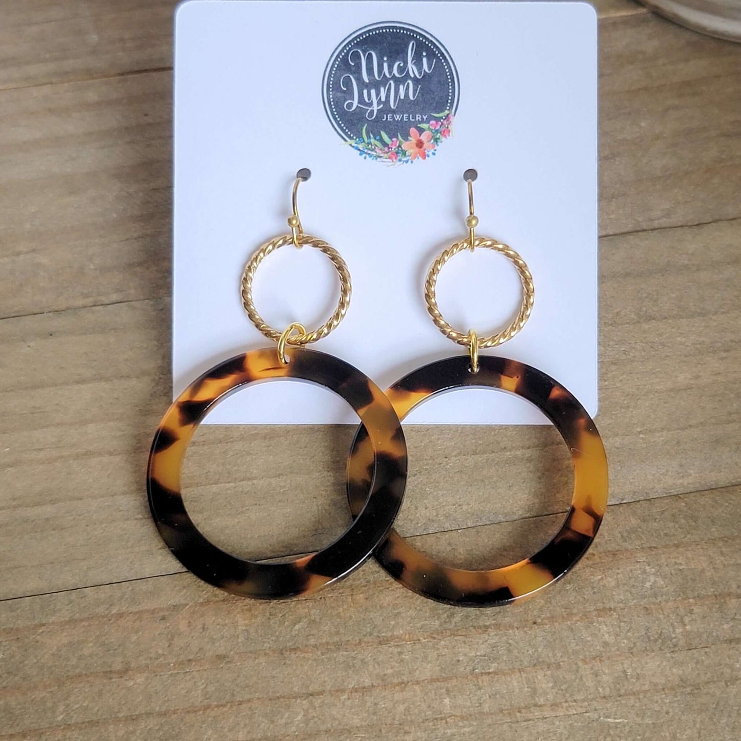 Black and Gold Acrylic Hoop Statement Earrings, Nicki Lynn Jewelry 