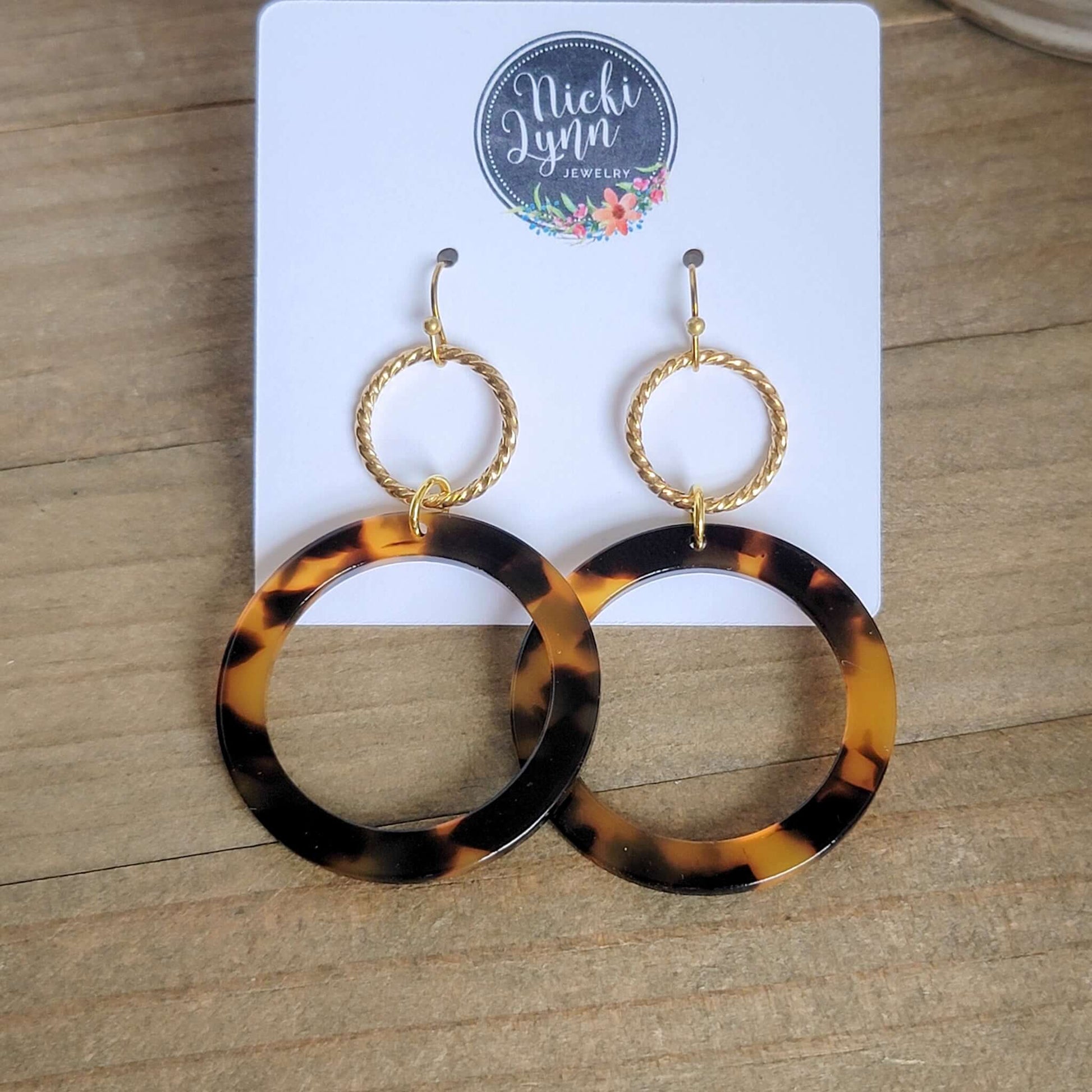 Black and Gold Acrylic Hoop Statement Earrings, Nicki Lynn Jewelry 