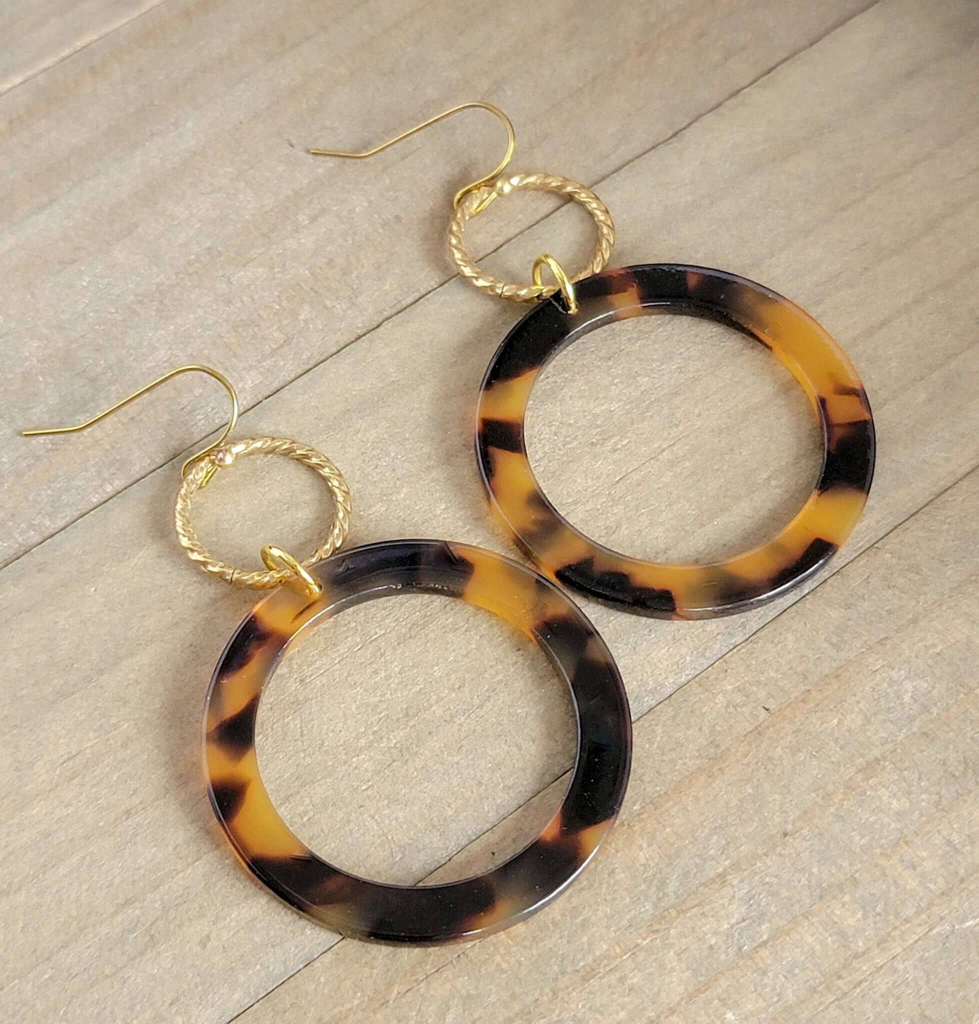 Black and Gold Acrylic Hoop Statement Earrings, Nicki Lynn Jewelry 