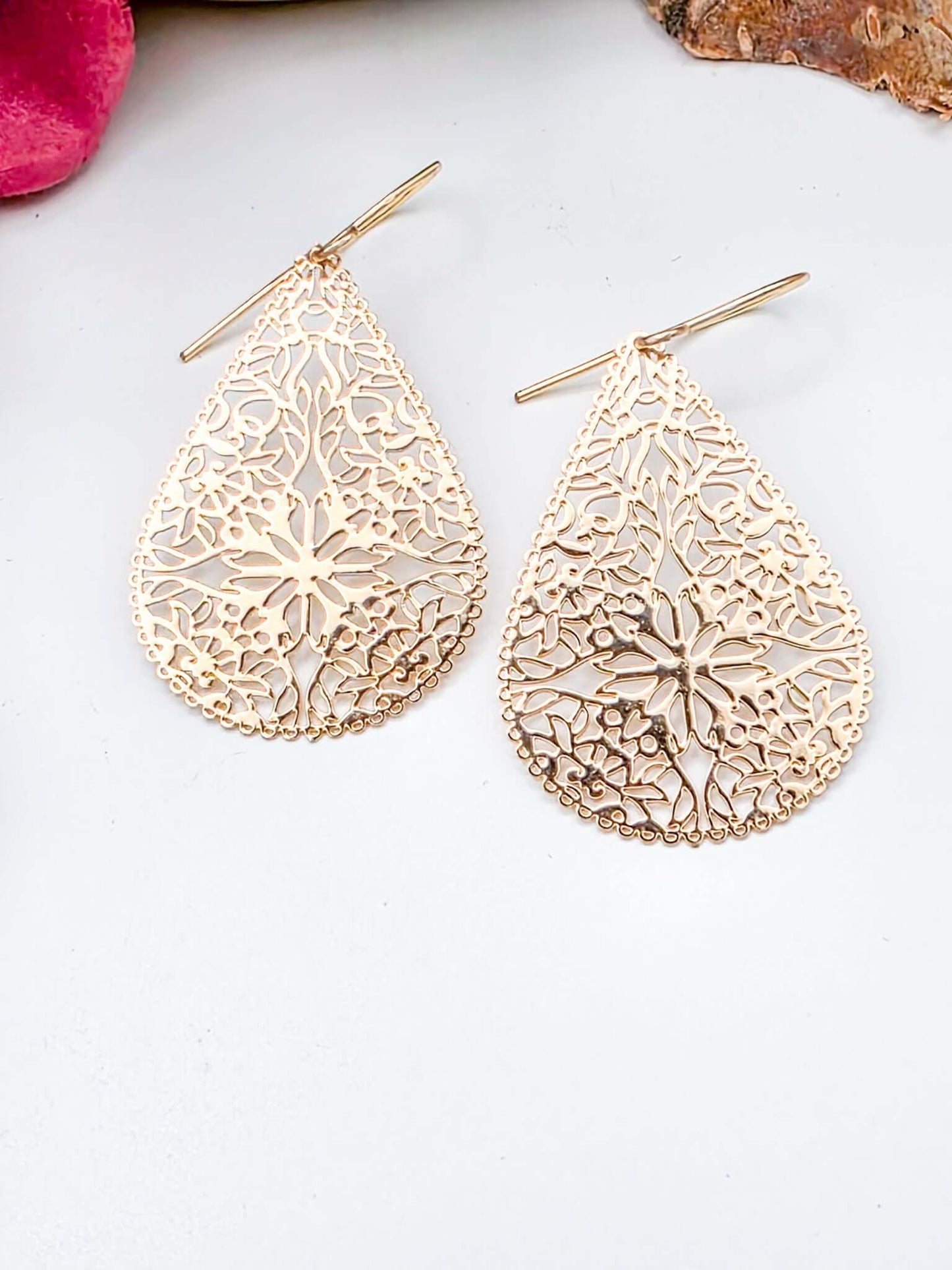 Gold Filigree Teardrop Earrings, Nicki Lynn Jewelry 