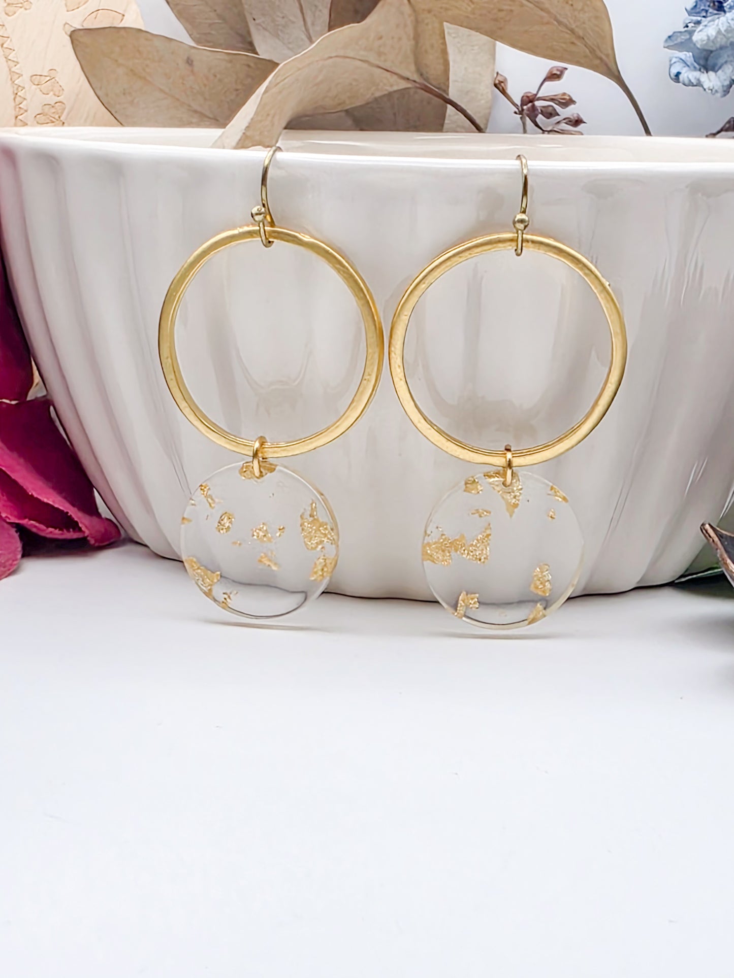 Gold Dust Acrylic Dangle Earrings -Nicki Lynn Jewelry 