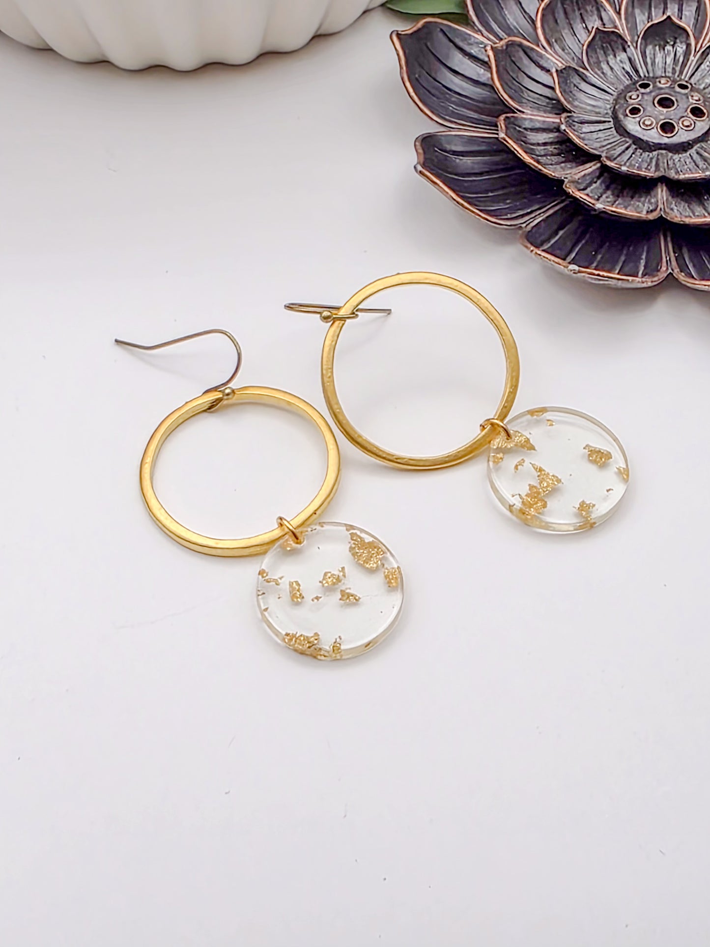 Gold Dust Acrylic Dangle Earrings -Nicki Lynn Jewelry 