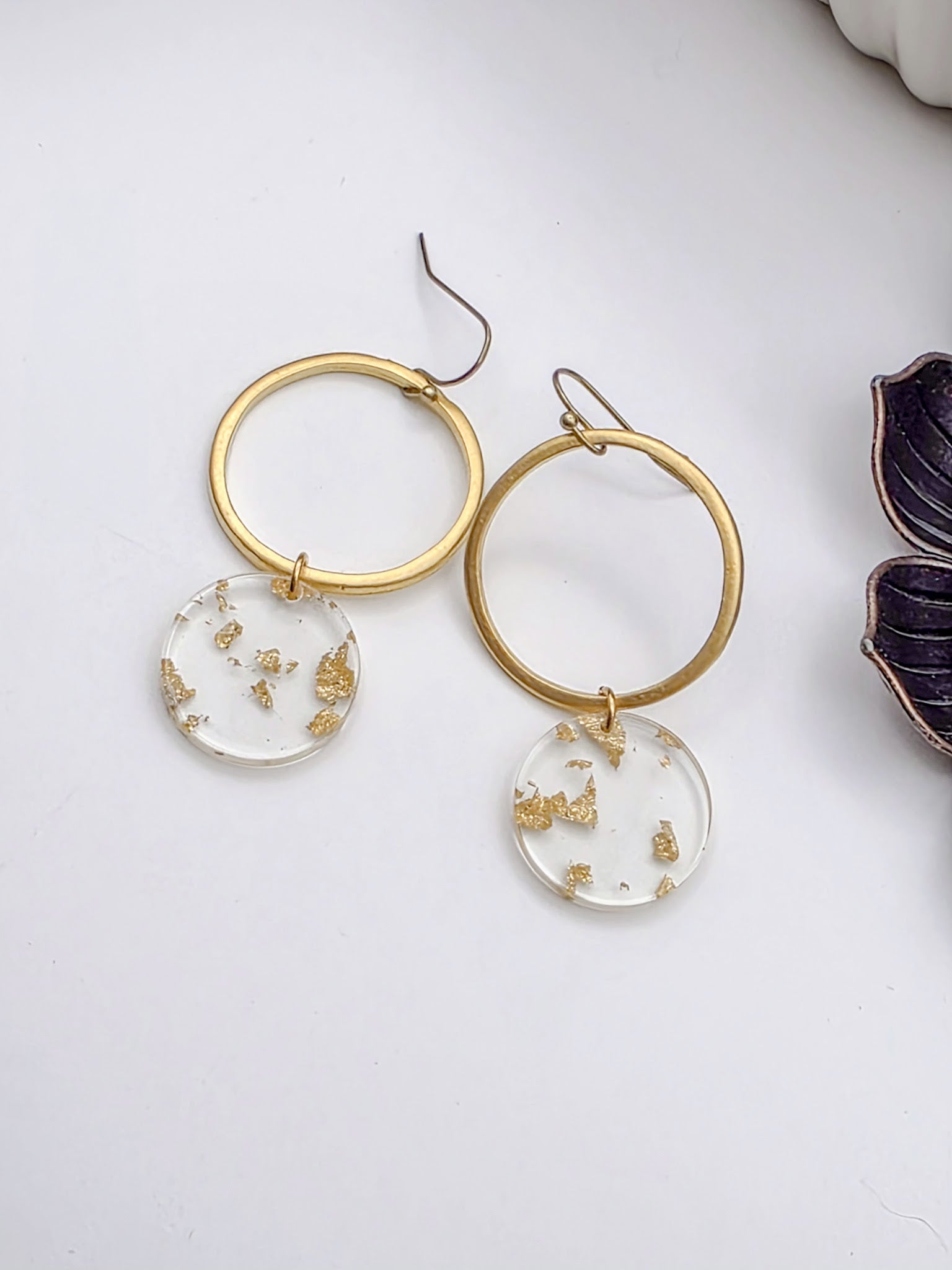 Gold Dust Acrylic Dangle Earrings -Nicki Lynn Jewelry 