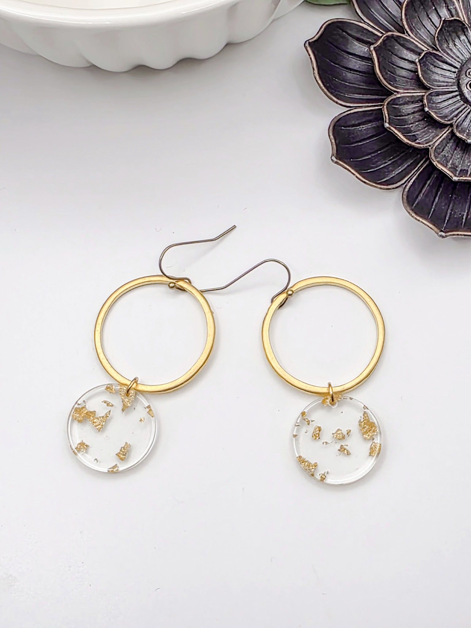 Gold Dust Acrylic Dangle Earrings -Nicki Lynn Jewelry 