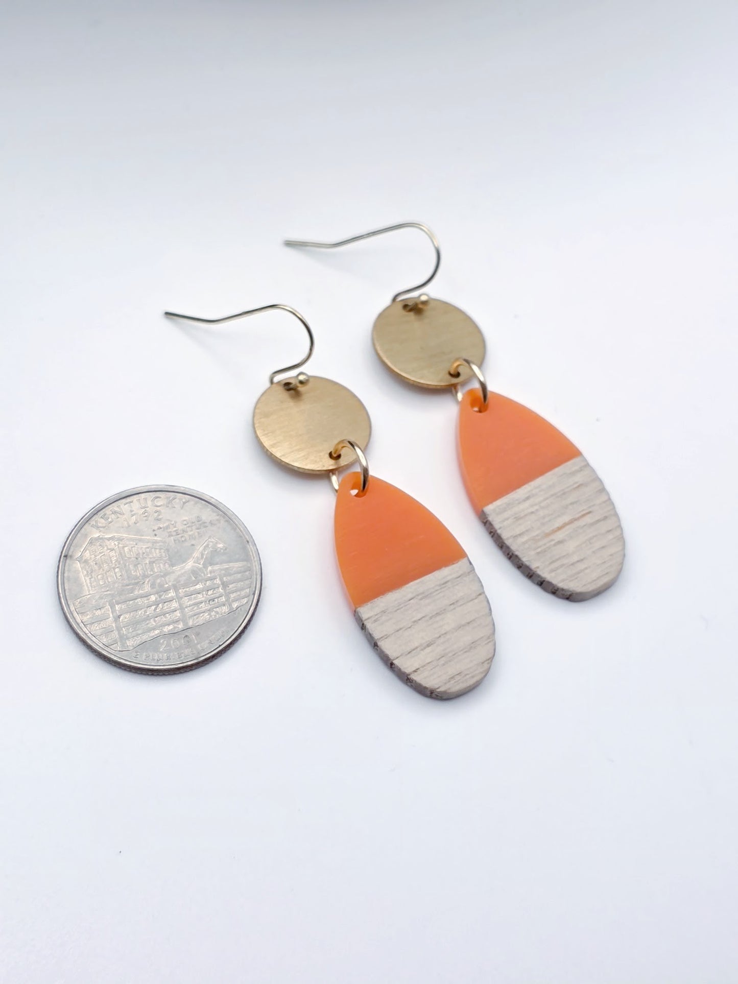 Orange Wood Earrings- Modern Boho