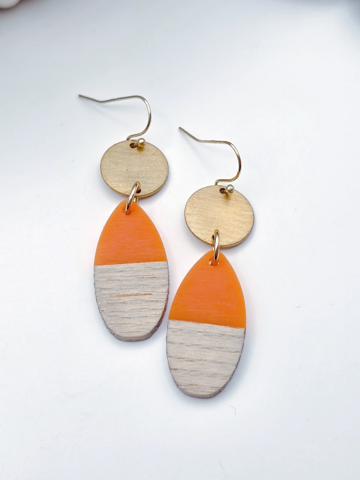 Orange Wood Earrings- Modern Boho
