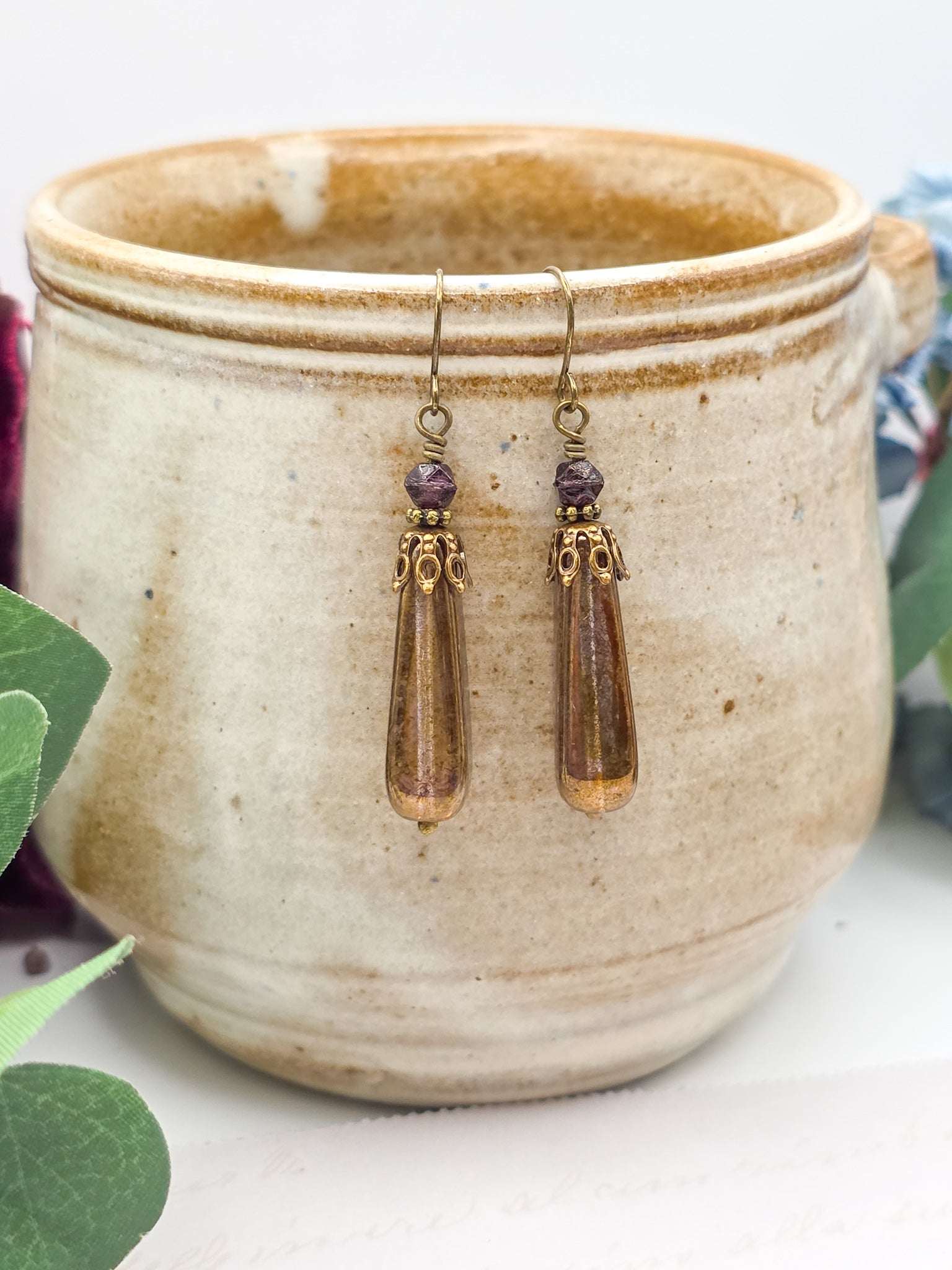 Vintage Style Dangles with Czech Glass Beads, Nicki Lynn Jewelry 