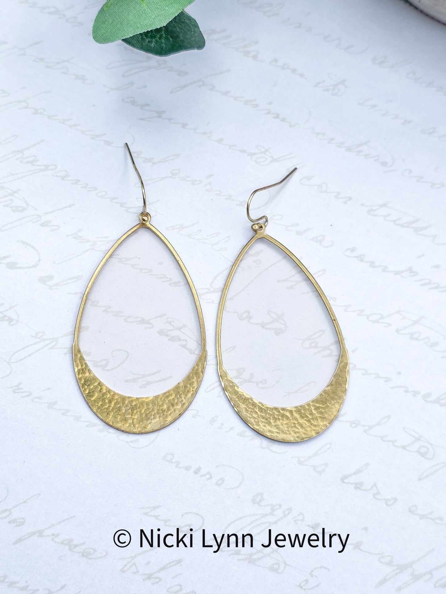 Hammered Brass Teardrop Earrings, Nicki Lynn Jewelry 