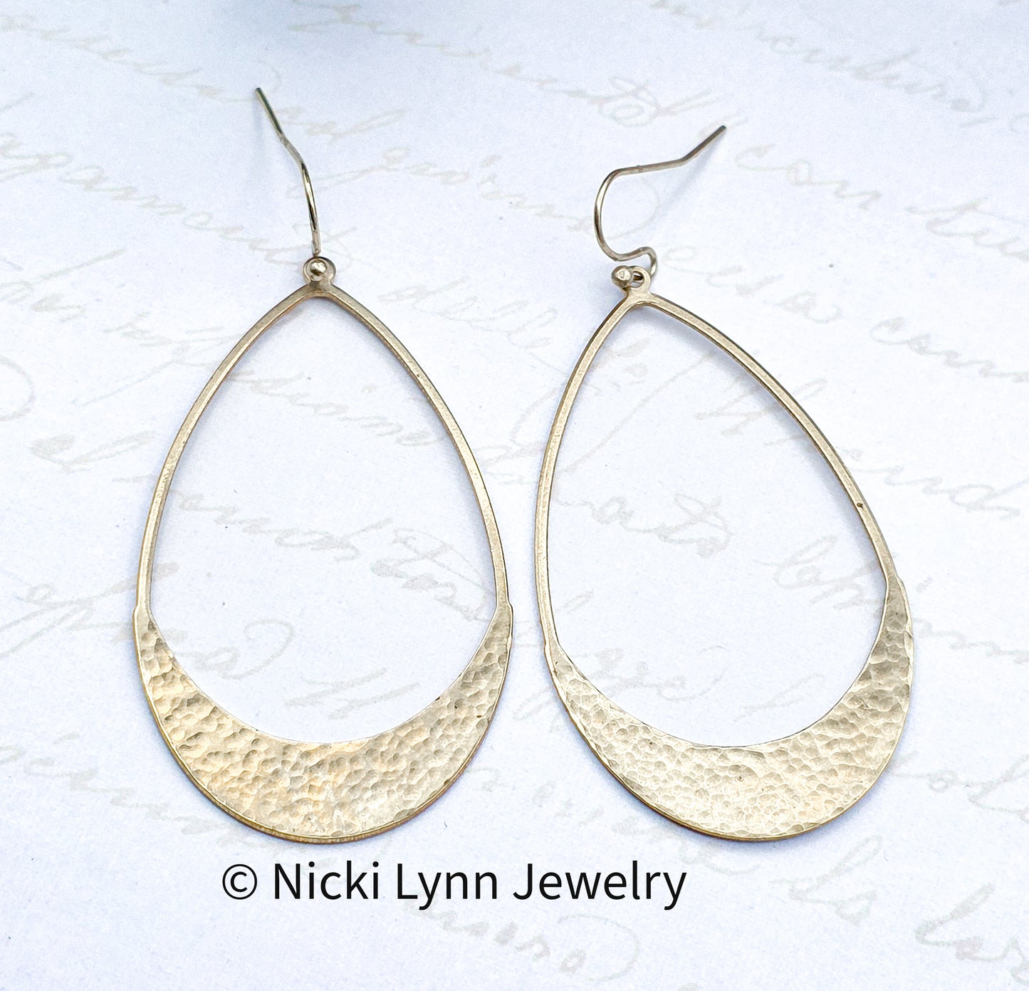 Hammered Brass Teardrop Earrings, Nicki Lynn Jewelry 