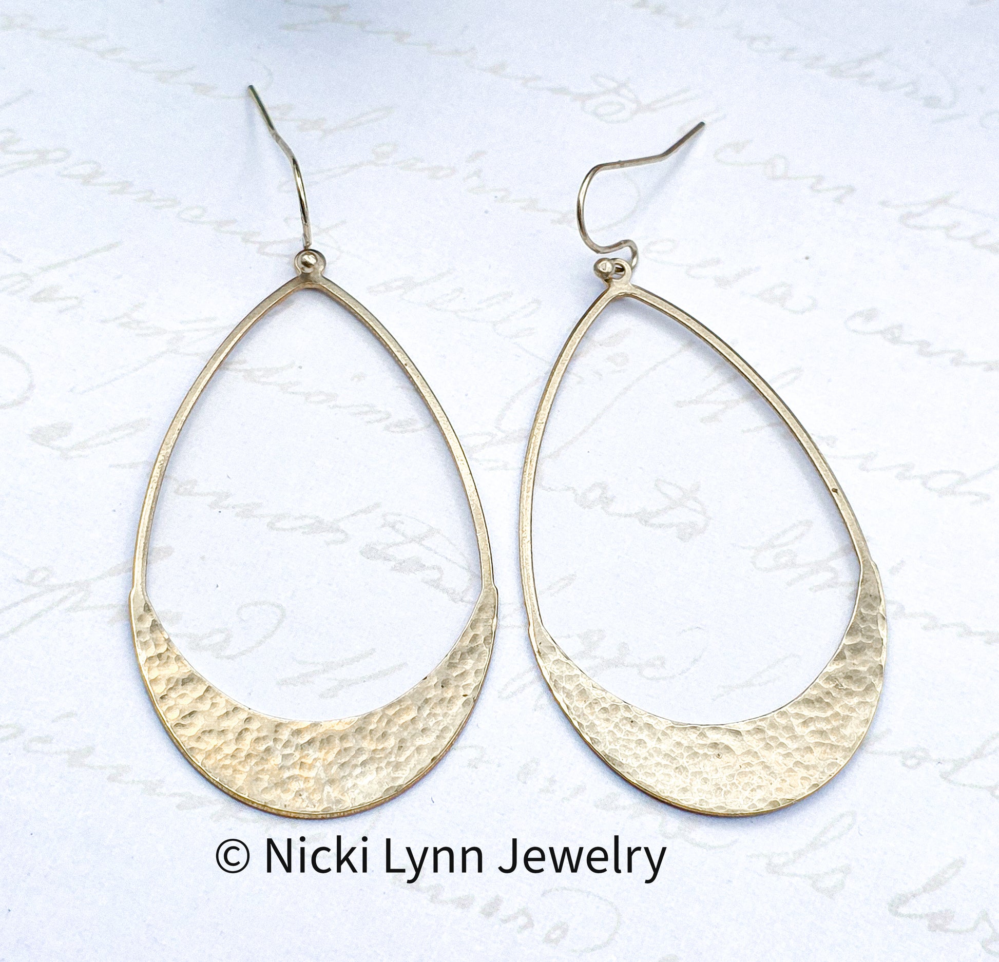 Hammered Brass Teardrop Earrings, Nicki Lynn Jewelry 