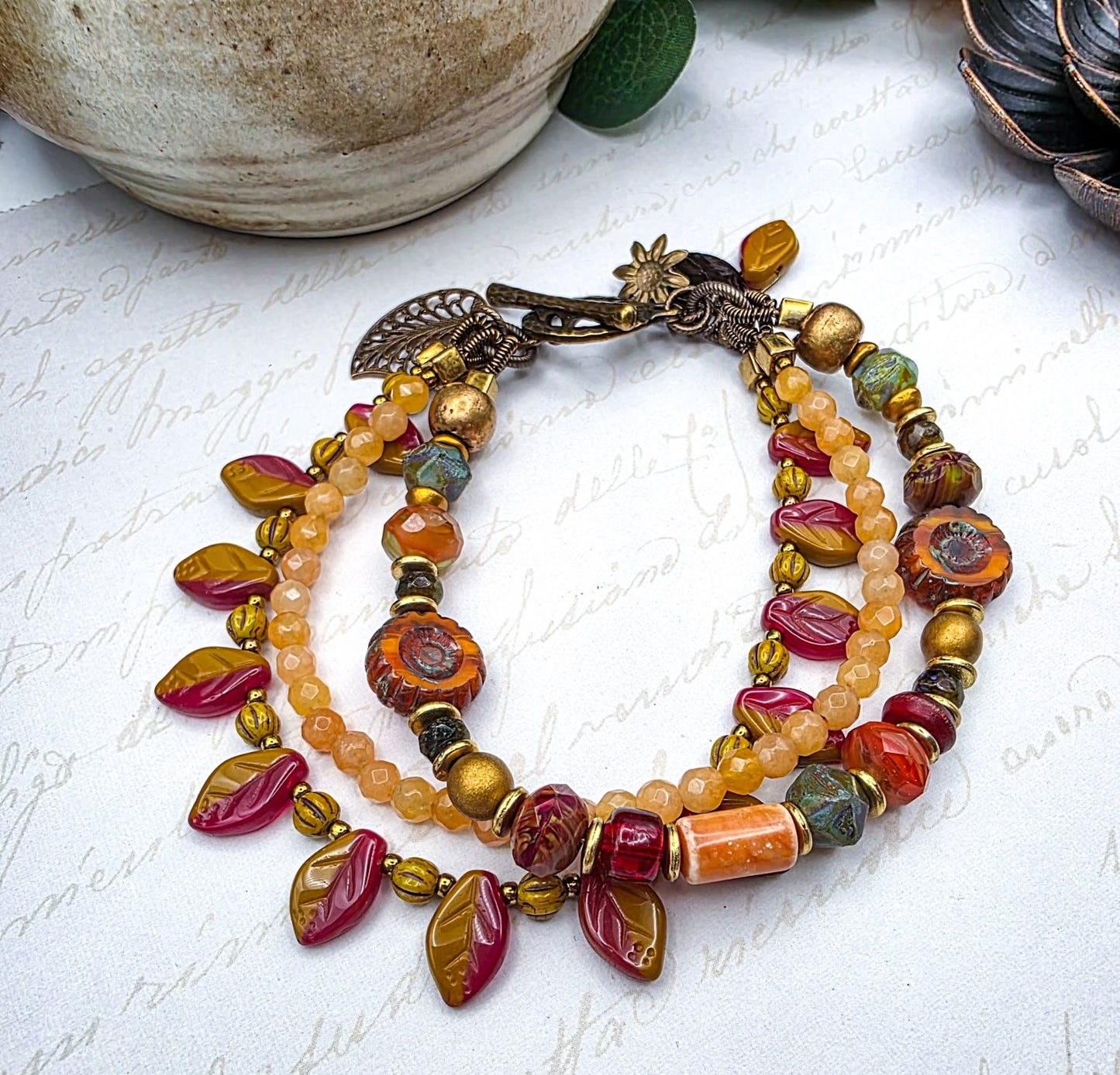 Three Layer Czech Glass Beaded Bracelet, Nicki Lynn Jewelry 