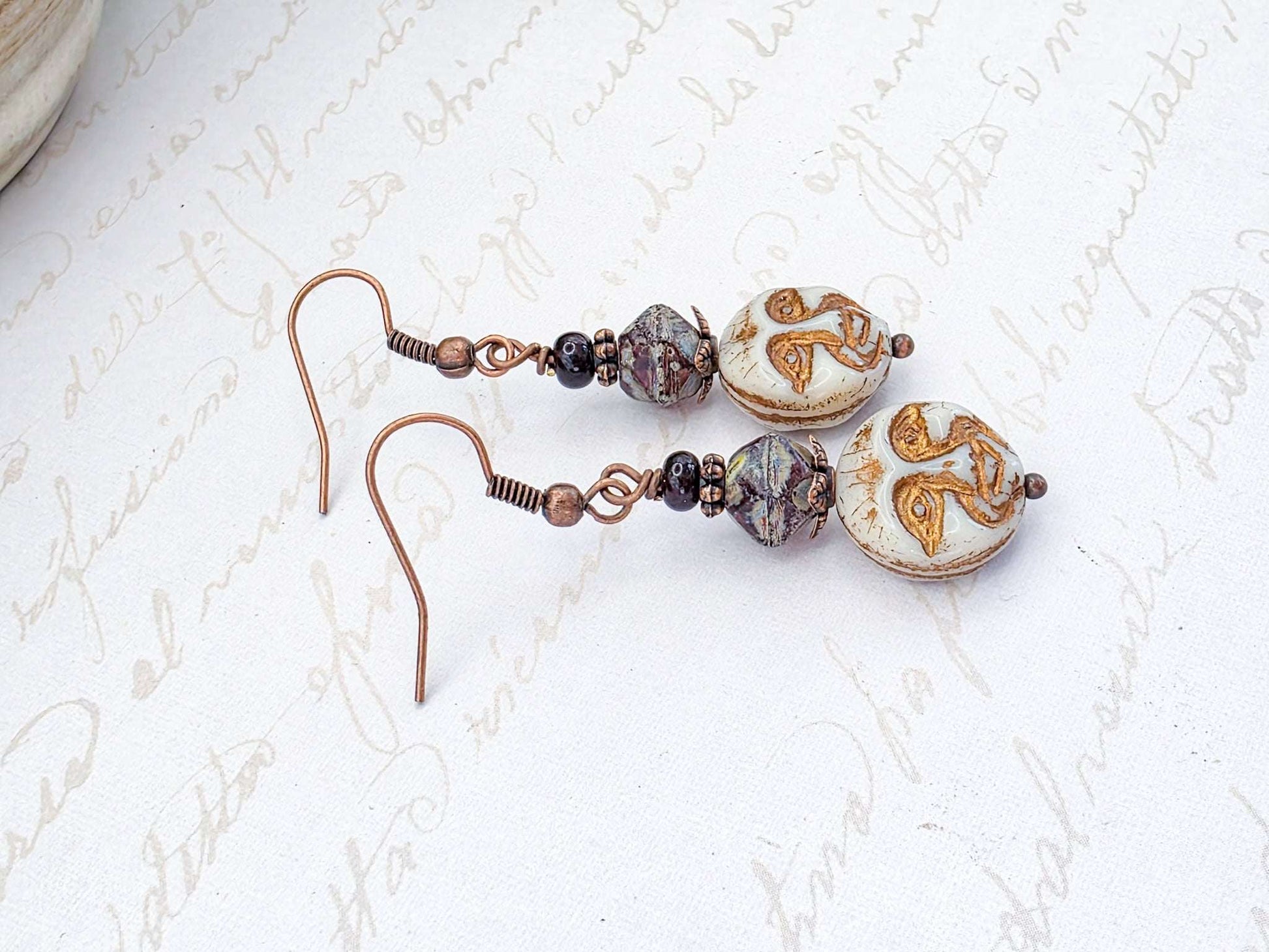 Moon Face Rustic Dangle Earrings