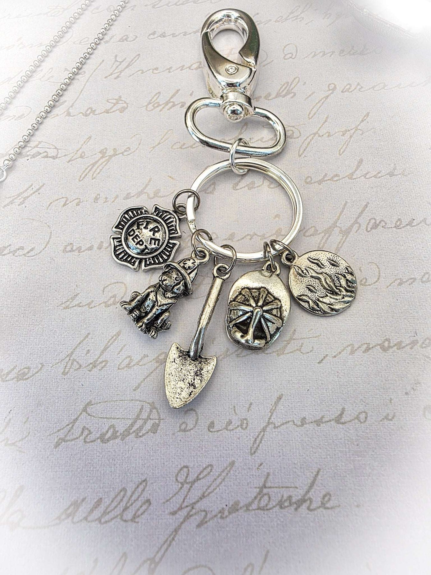 Firefighter Rear View Mirror Accessory/ Keychain, Nicki Lynn Jewelry 
