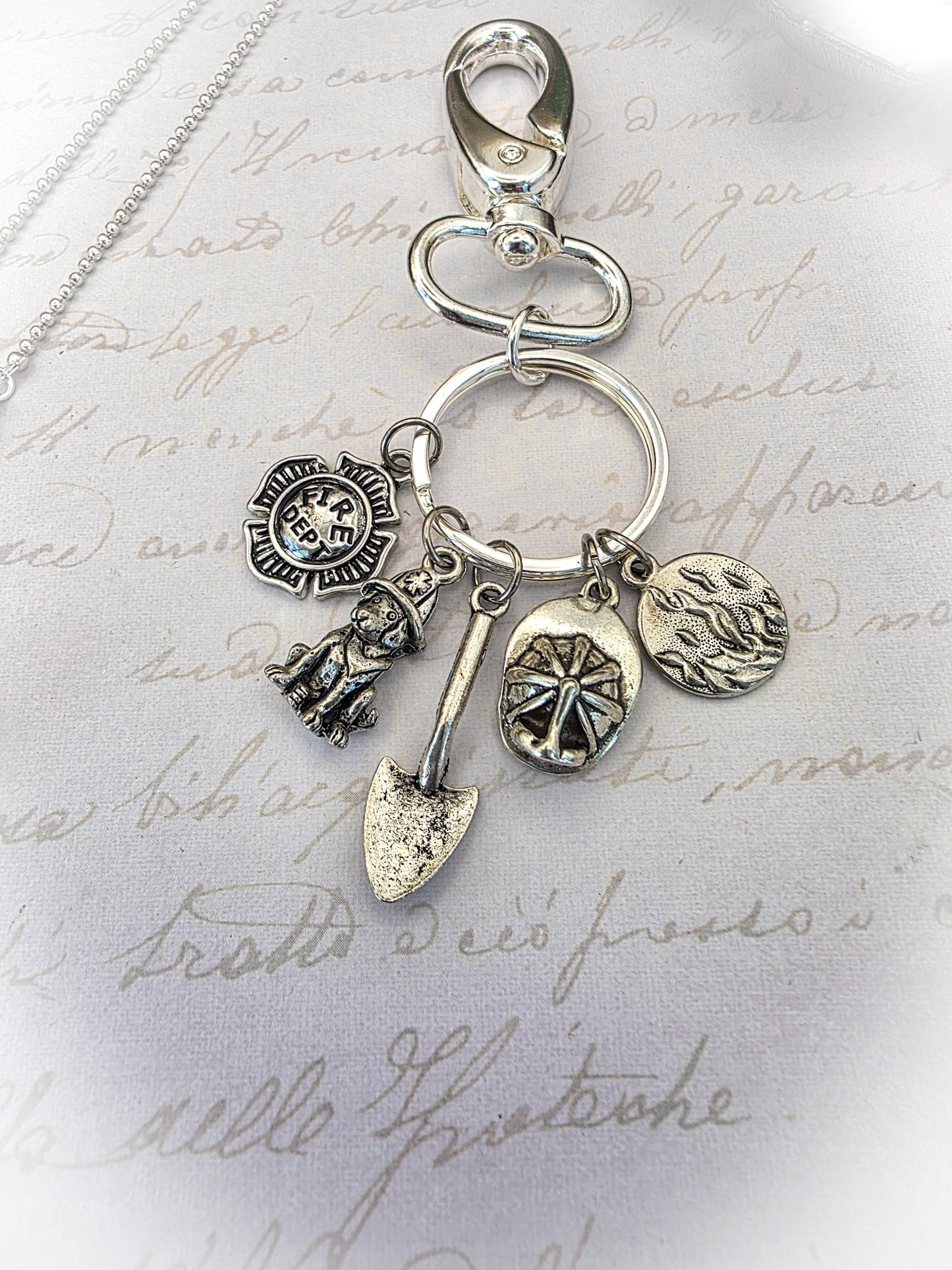 Firefighter Rear View Mirror Accessory/ Keychain, Nicki Lynn Jewelry 