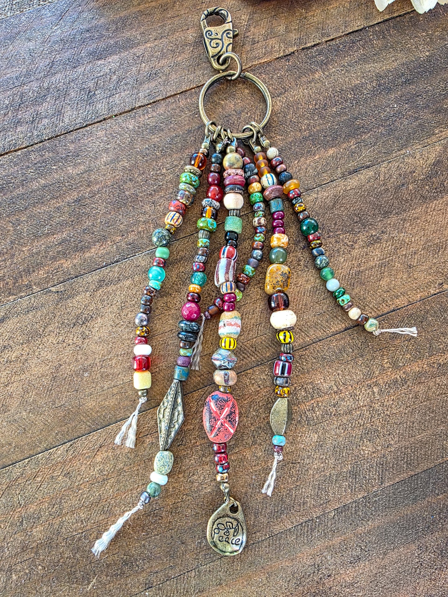 Boho Rustic Beaded Purse Tassel Keychain- Nicki Lynn Jewelry 