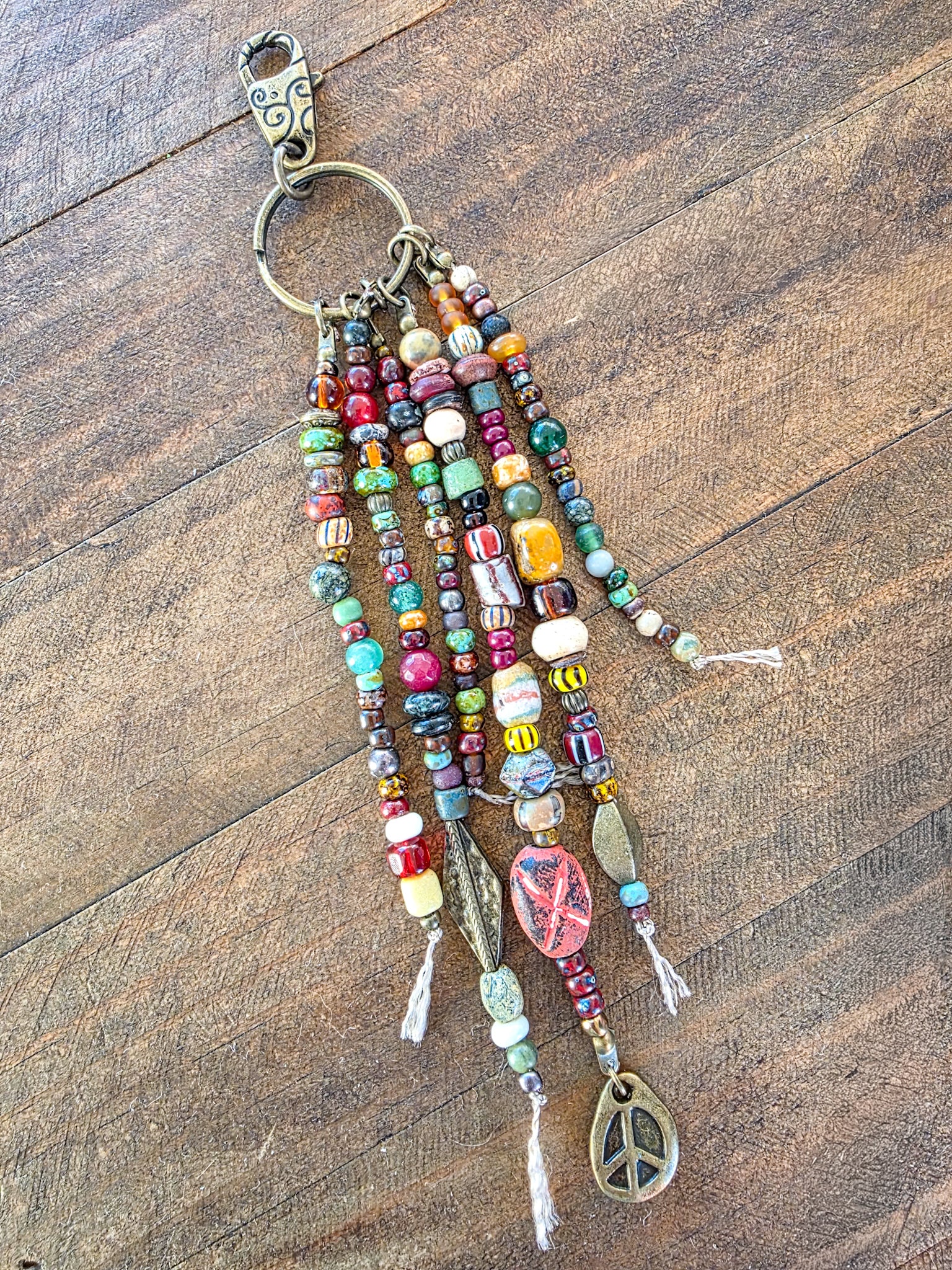 Boho Rustic Beaded Purse Tassel Keychain- Nicki Lynn Jewelry 