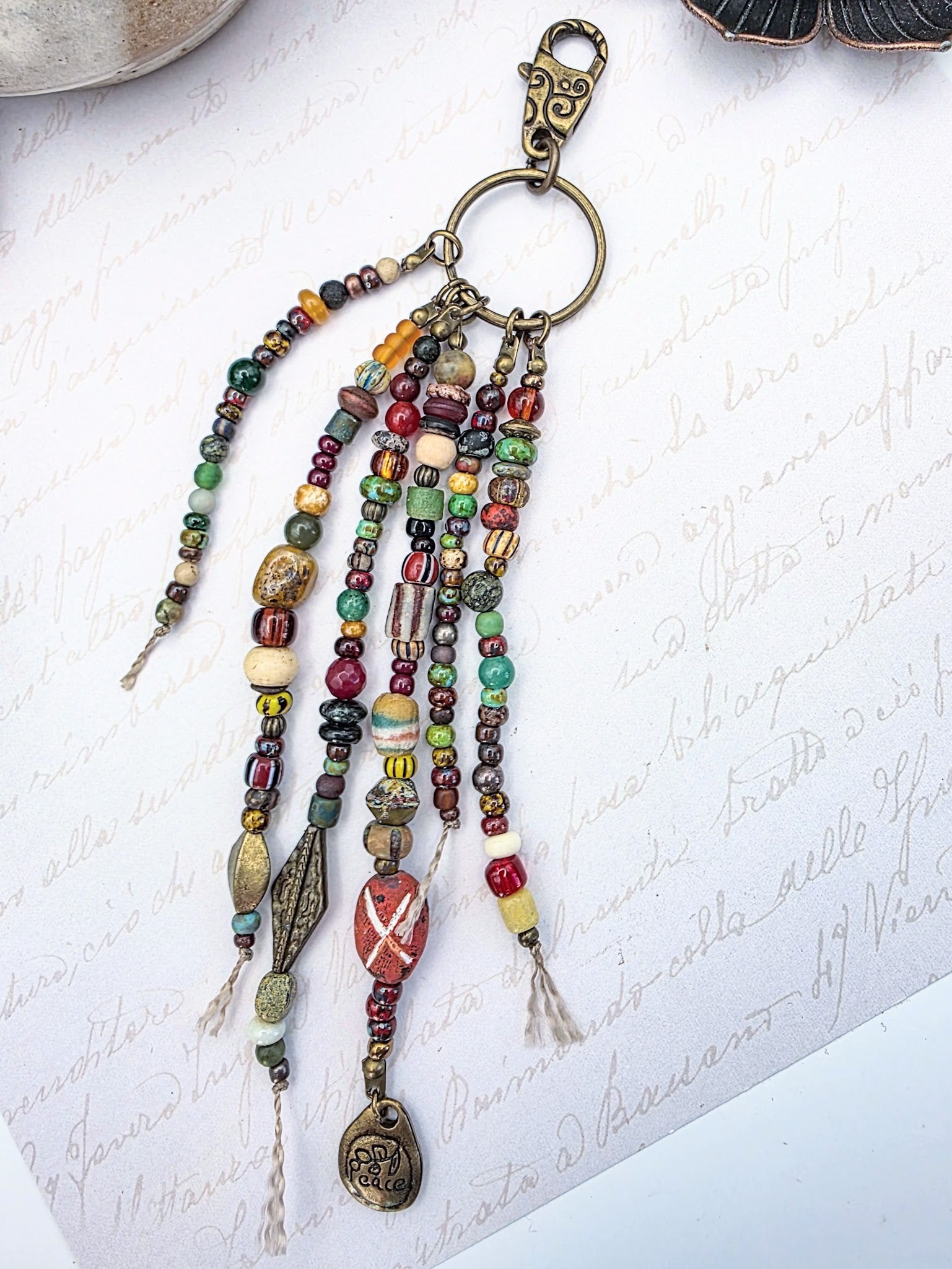Boho Rustic Beaded Purse Tassel Keychain- Nicki Lynn Jewelry 