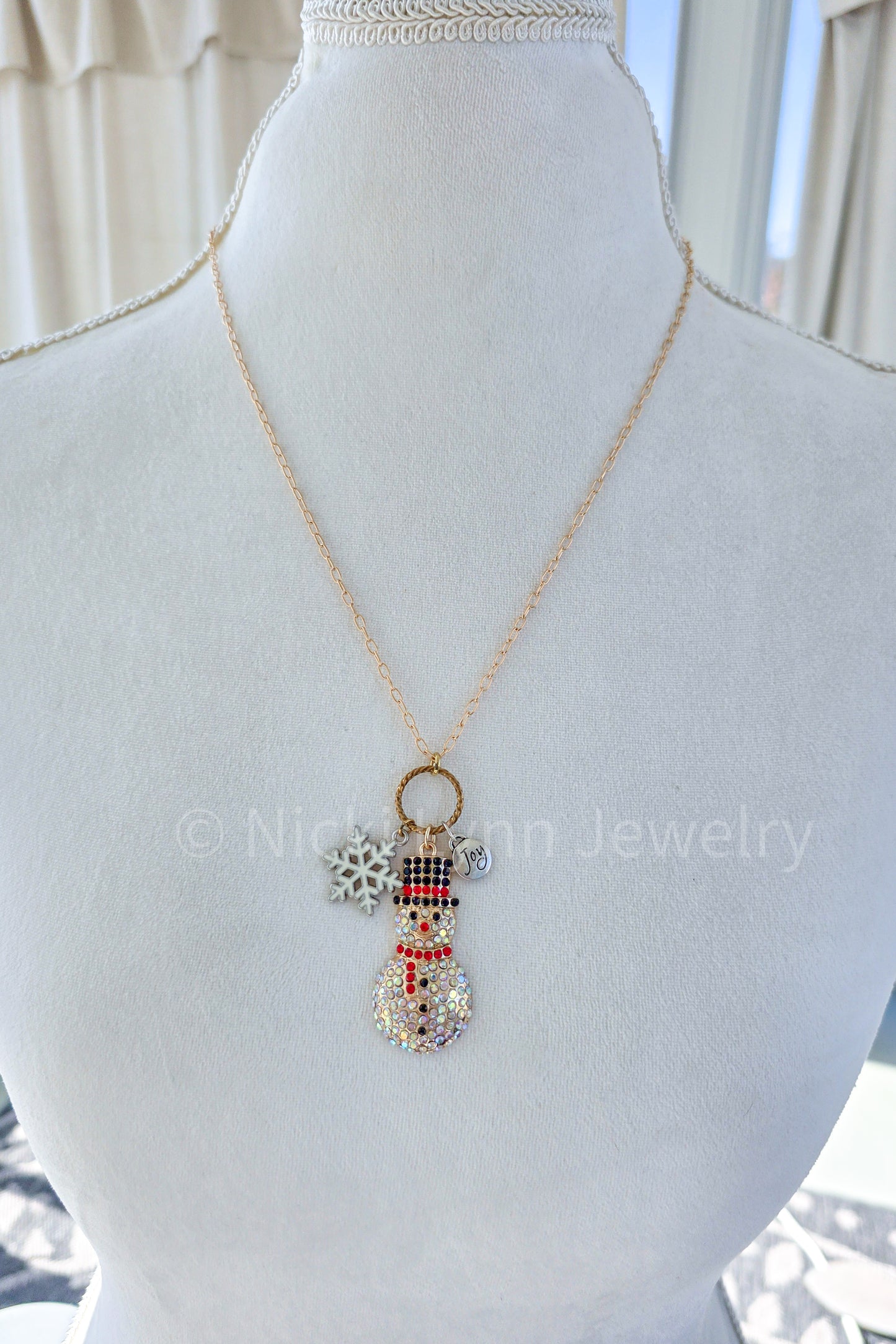 Sparkling Snowman Christmas Necklace - Nicki Lynn Jewelr