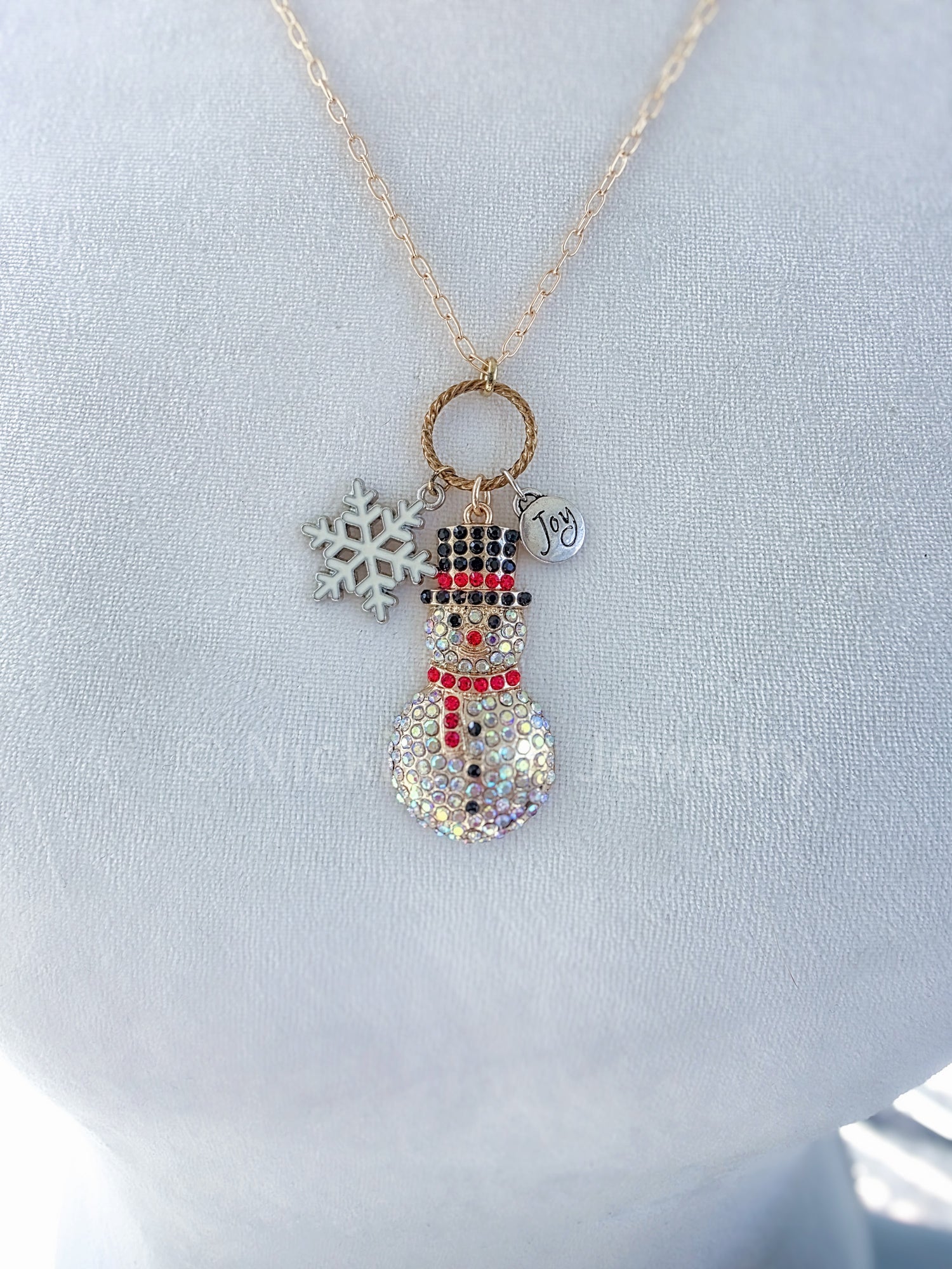 Sparkling Snowman Christmas Necklace - Nicki Lynn Jewelry 
