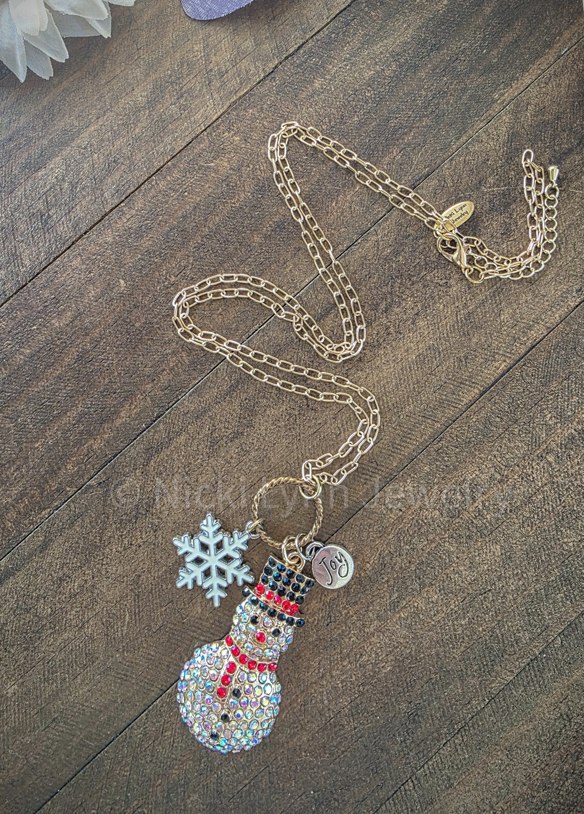 Sparkling Snowman Christmas Necklace - Nicki Lynn Jewelr