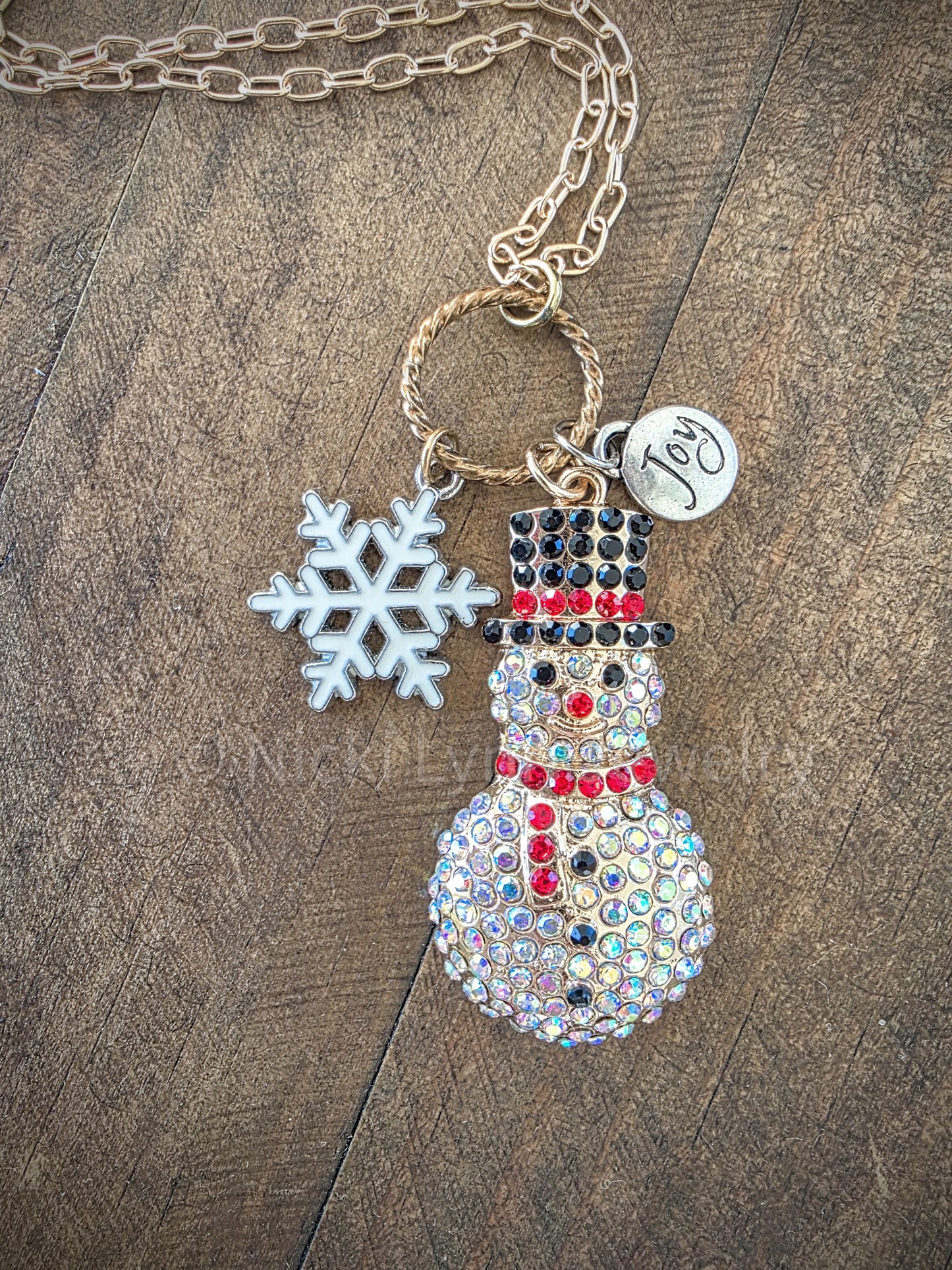 Sparkling Snowman Christmas Necklace - Nicki Lynn Jewelr