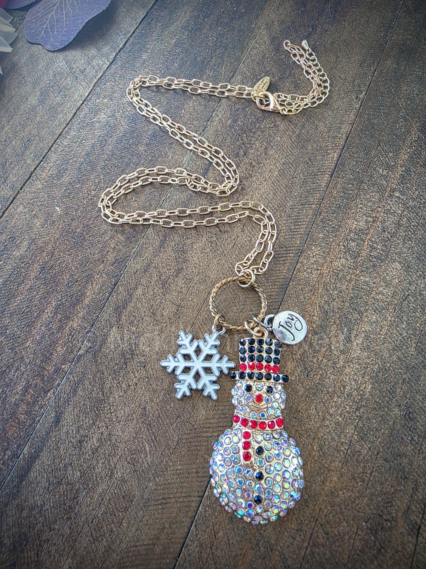 Sparkling Snowman Christmas Necklace - Nicki Lynn Jewelr