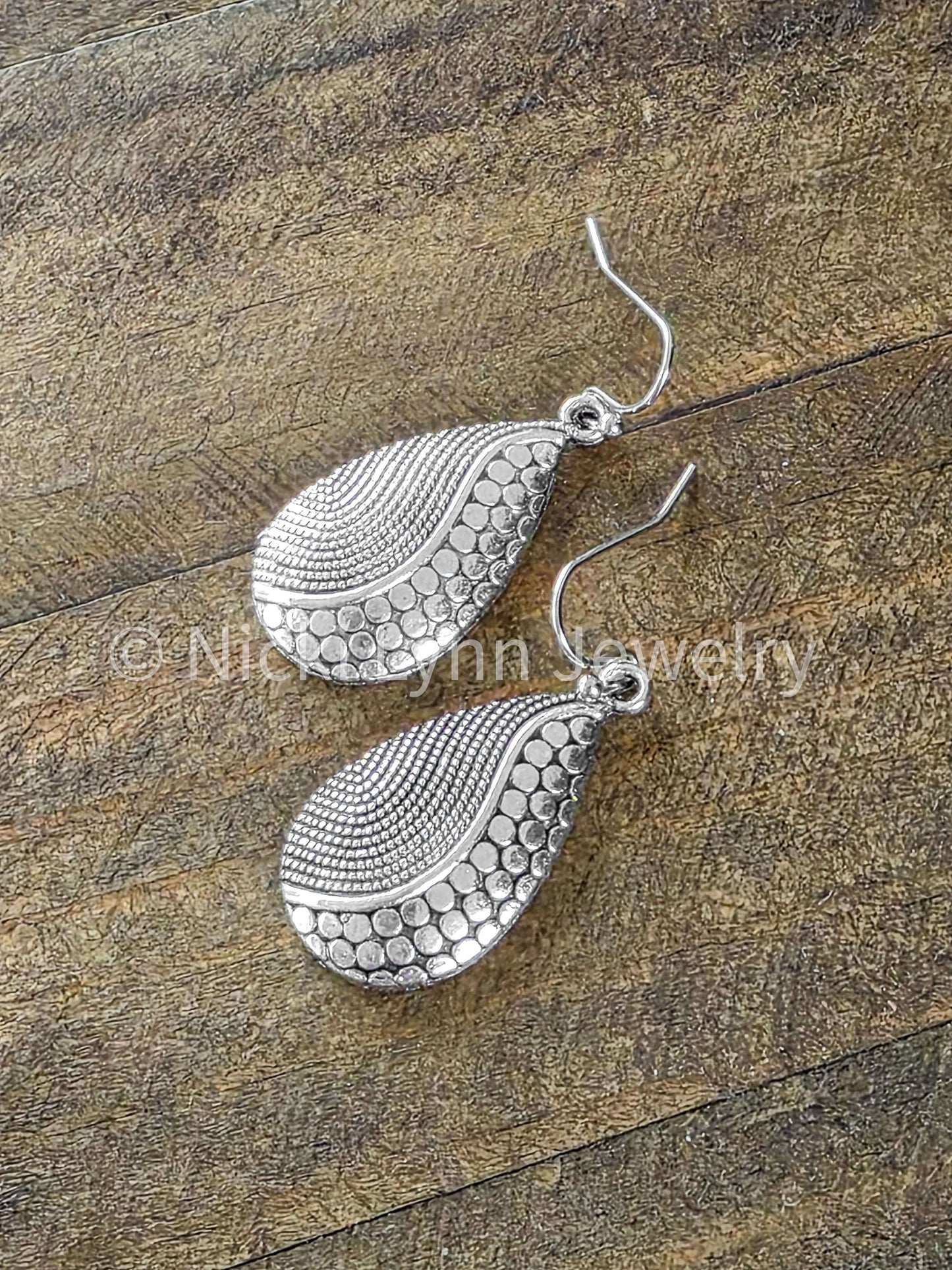 Antique Silver Teardrop Dangle Earrings, Nicki Lynn Jewelry 