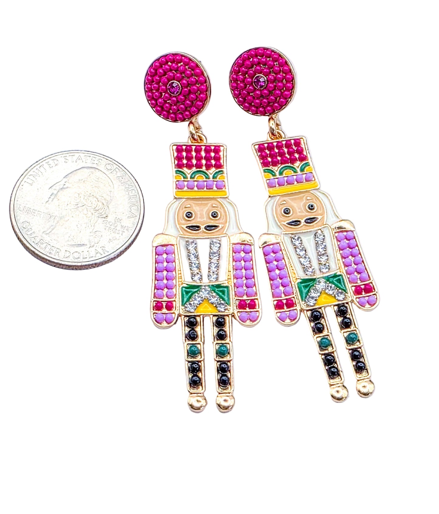 Pink Nutcracker Post Dangle Earrings- Nicki Lynn Jewelry 