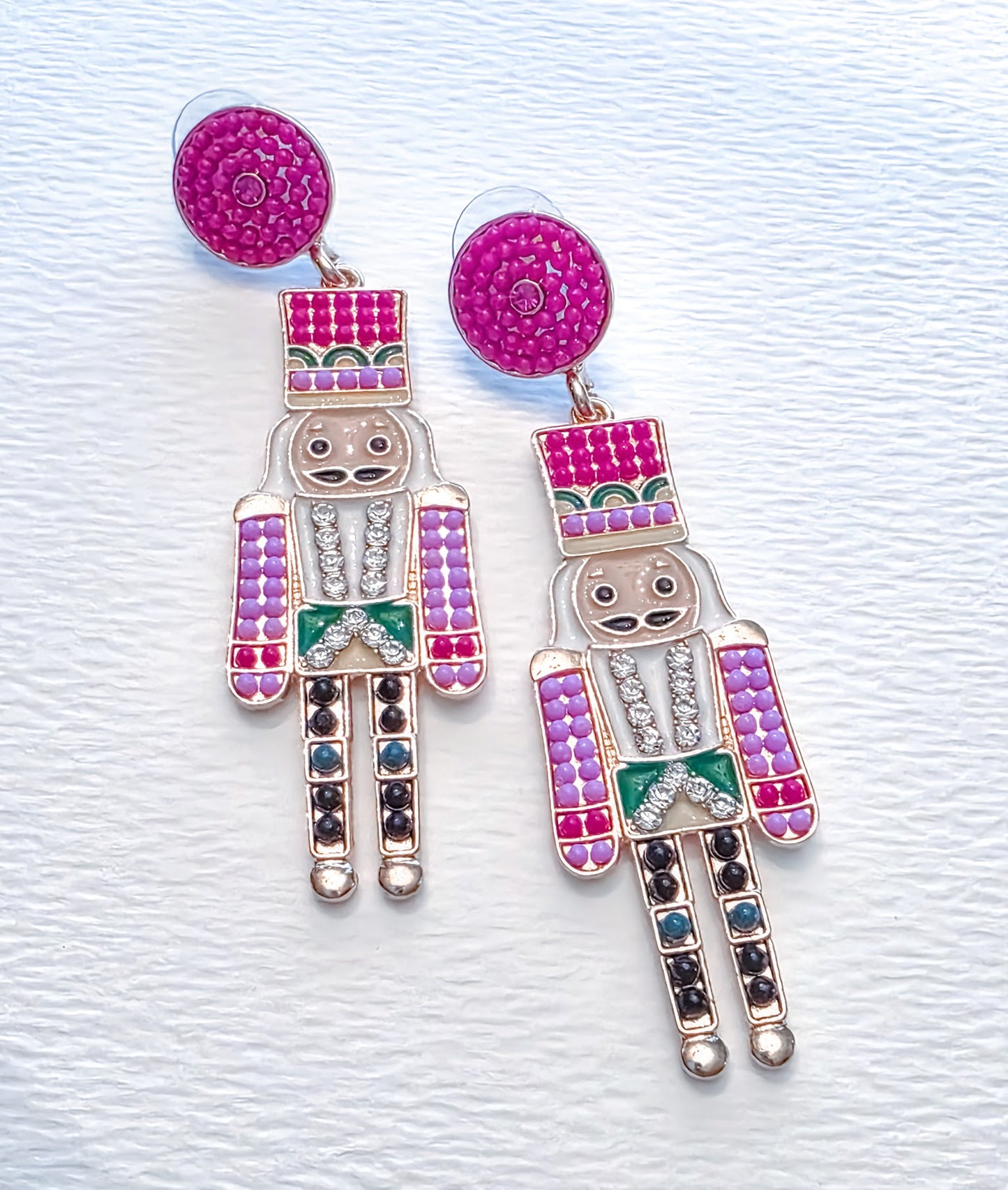Pink Nutcracker Post Dangle Earrings- Nicki Lynn Jewelry 