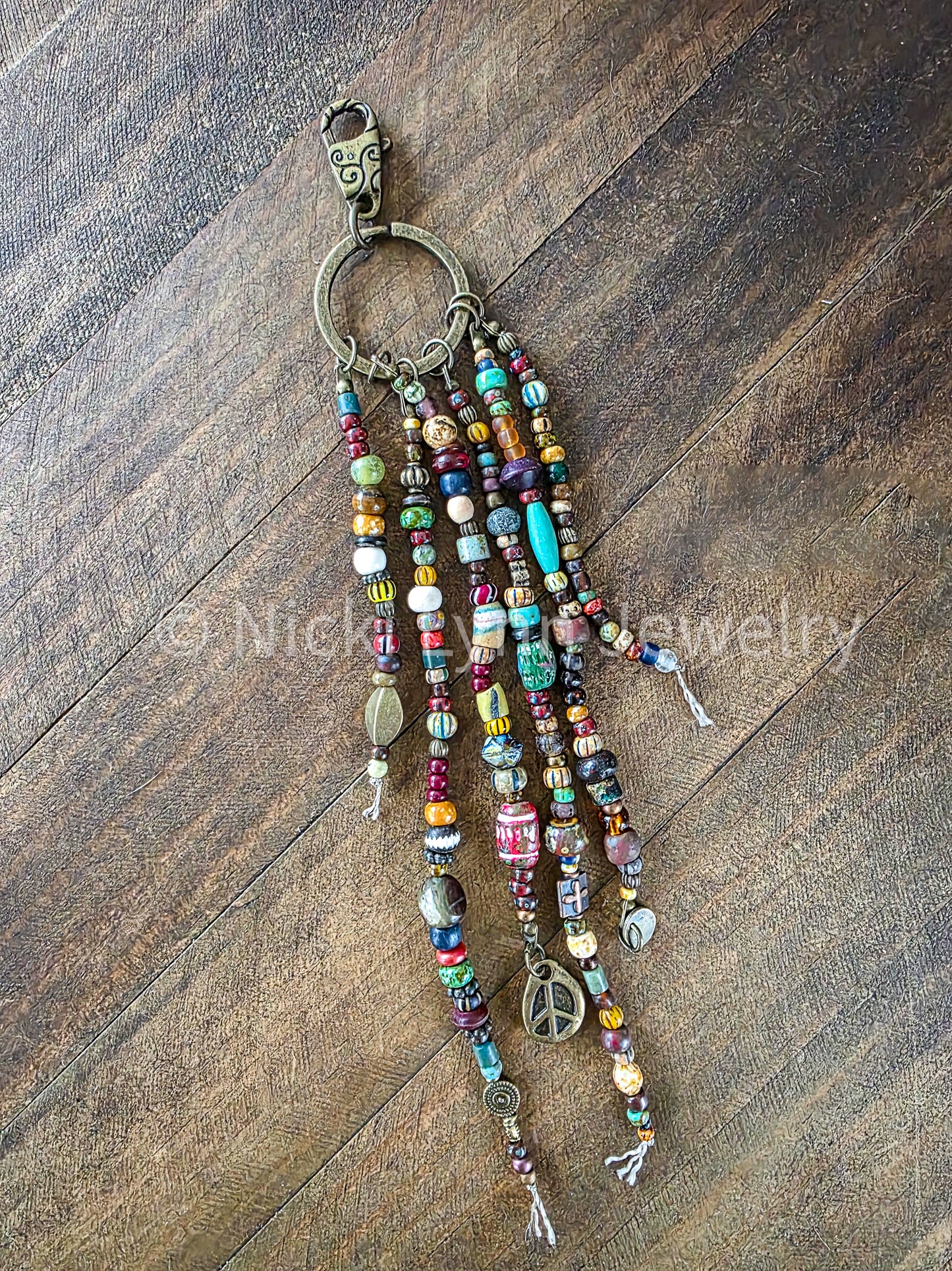 Boho Rustic Beaded Purse Tassel Keychain- Nicki Lynn Jewelry 
