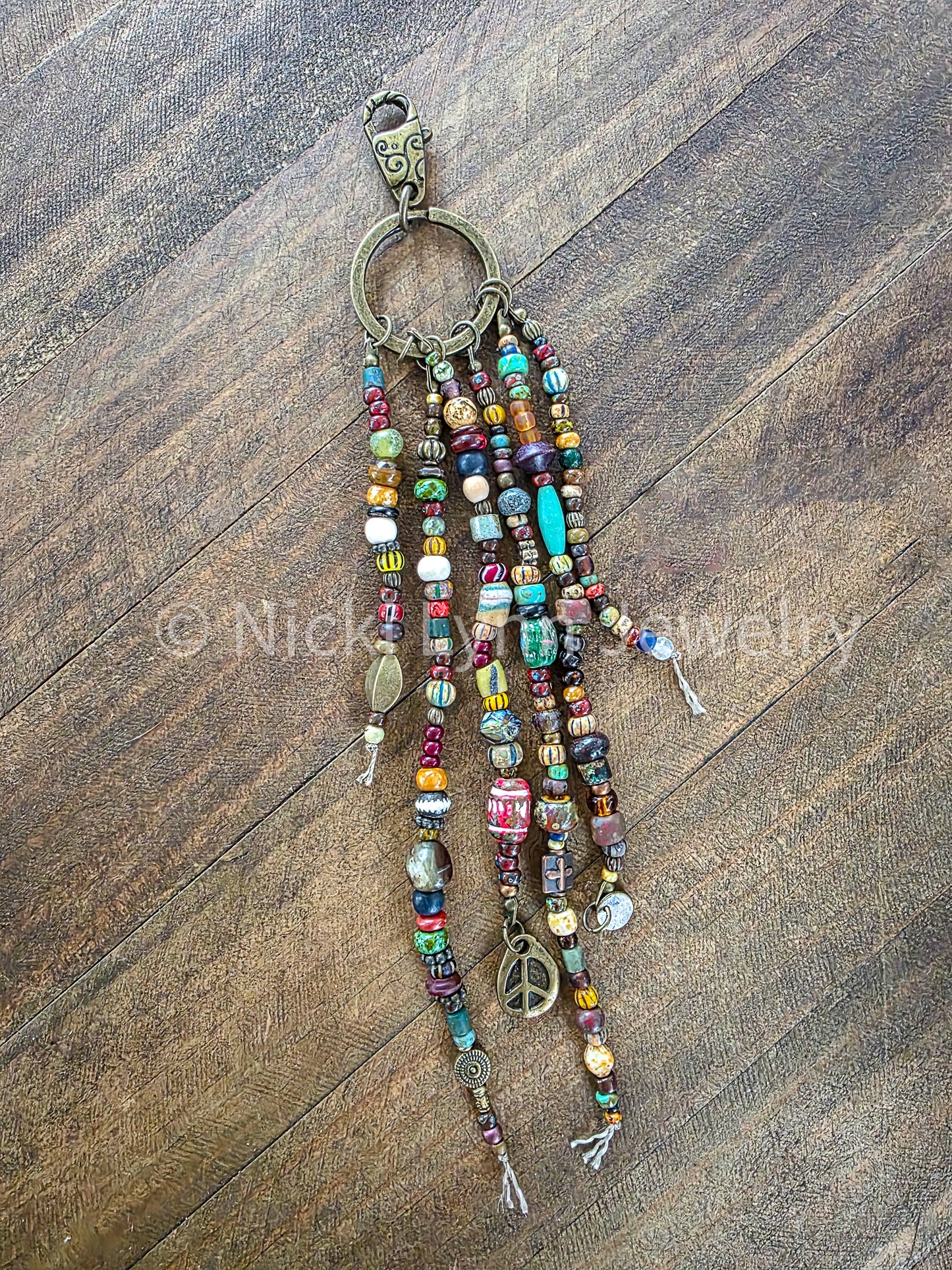 Boho Rustic Beaded Purse Tassel Keychain- Nicki Lynn Jewelry 
