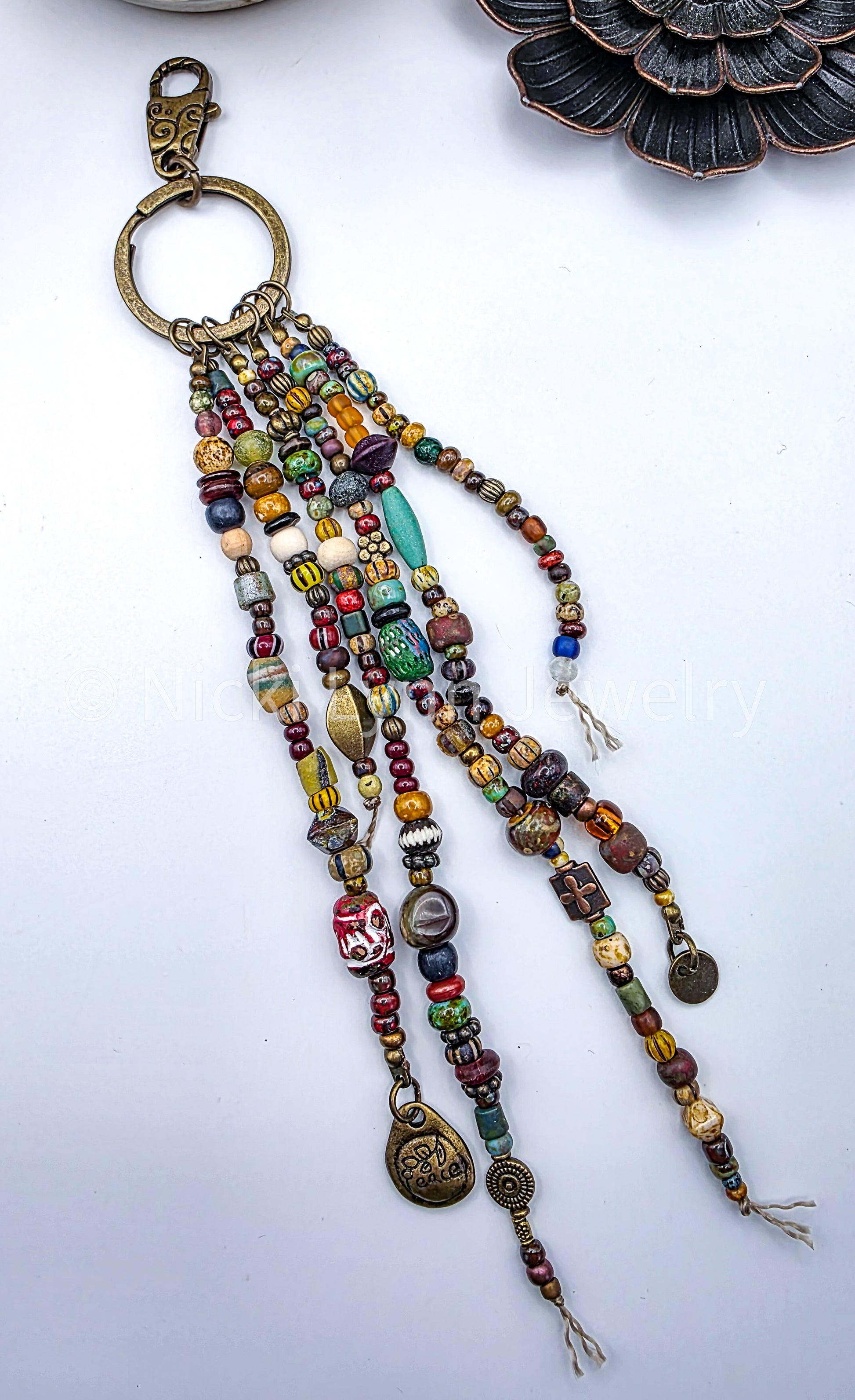 Boho Rustic Beaded Purse Tassel Keychain- Nicki Lynn Jewelry 