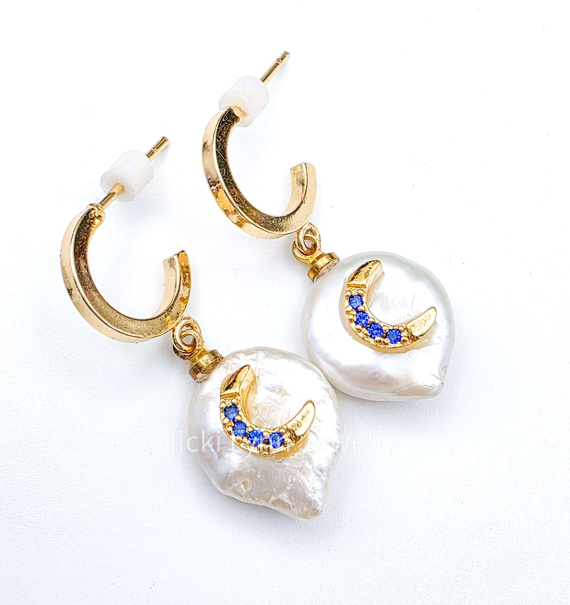 Moonlit Baroque Pearl Huggie Earrings, Nicki Lynn Jewelry 