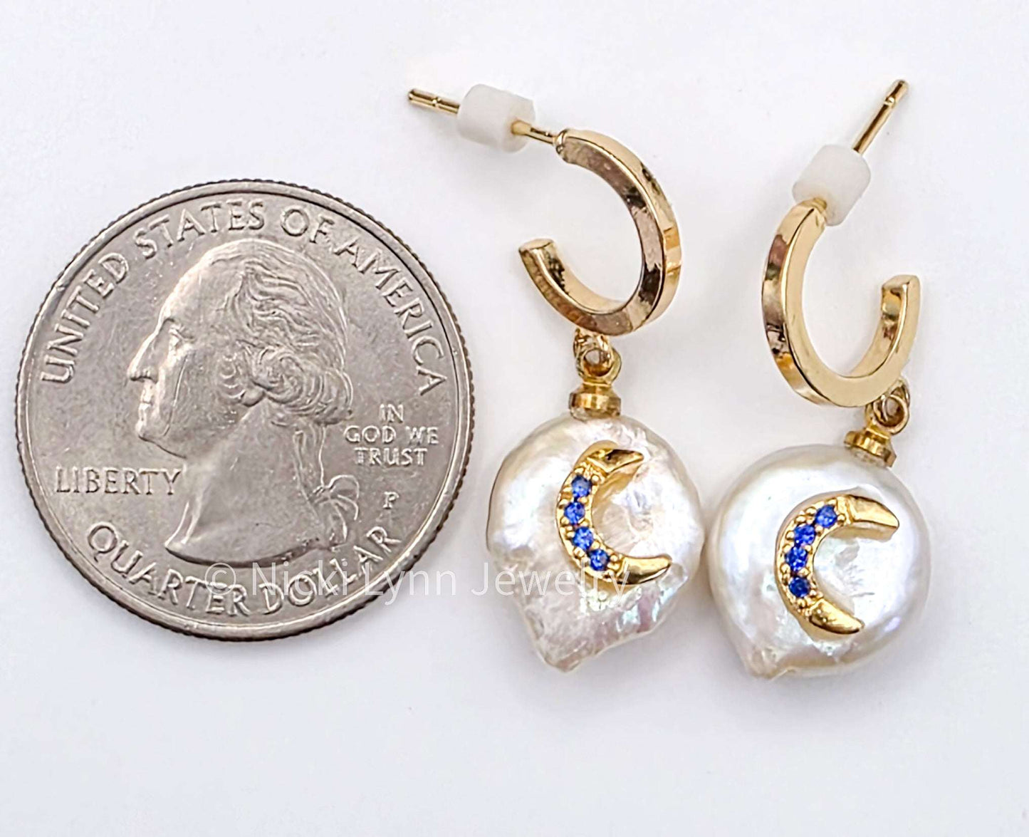 Moonlit Baroque Pearl Huggie Earrings, Nicki Lynn Jewelry