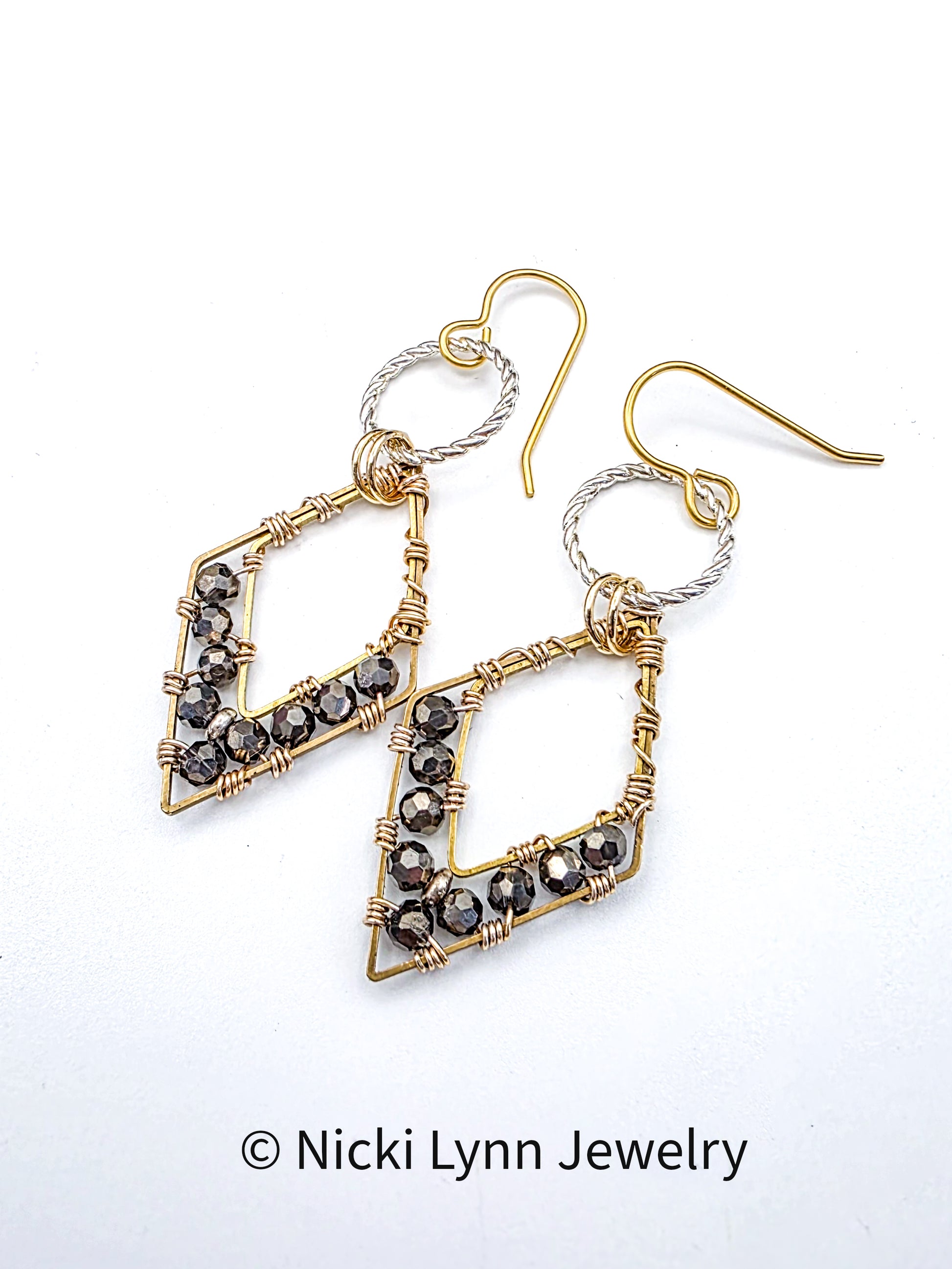 Mixed Metal Triangle Beaded Earrings, Nicki Lynn Jewelry 