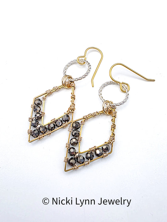 Mixed Metal Triangle Beaded Earrings, Nicki Lynn Jewelry 