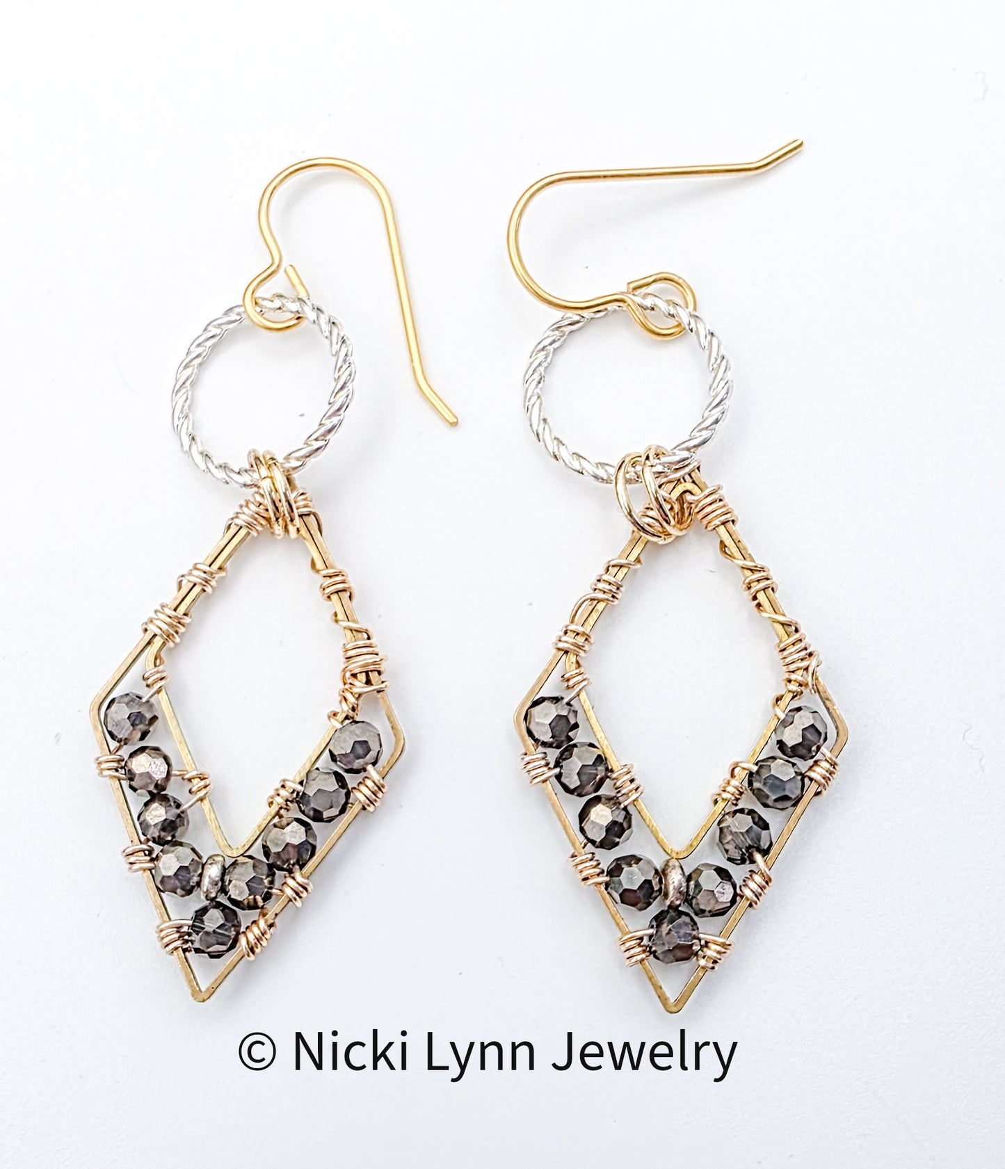 Mixed Metal Triangle Beaded Earrings, Nicki Lynn Jewelry 