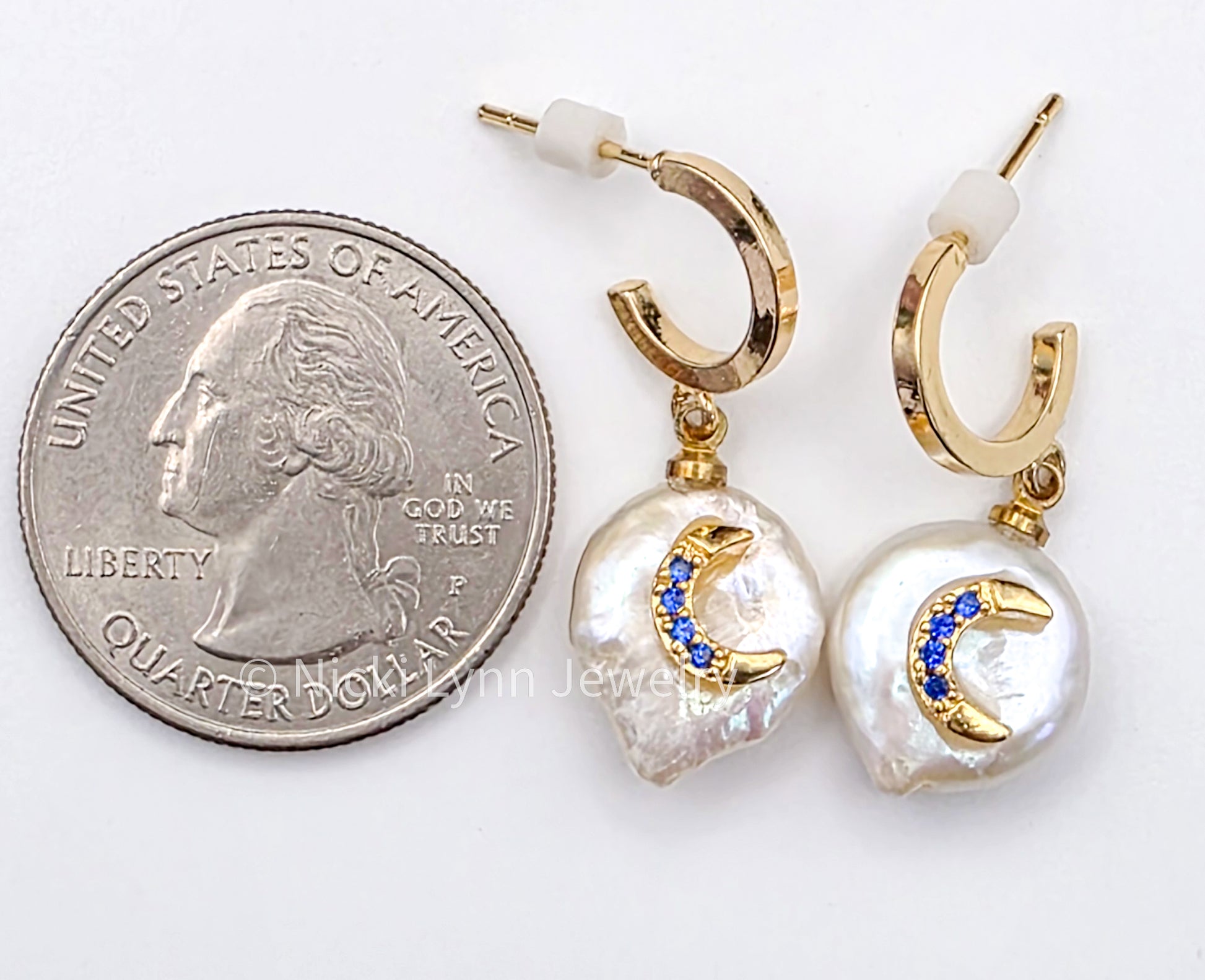 Moonlit Baroque Pearl Huggie Earrings, Nicki Lynn Jewelry