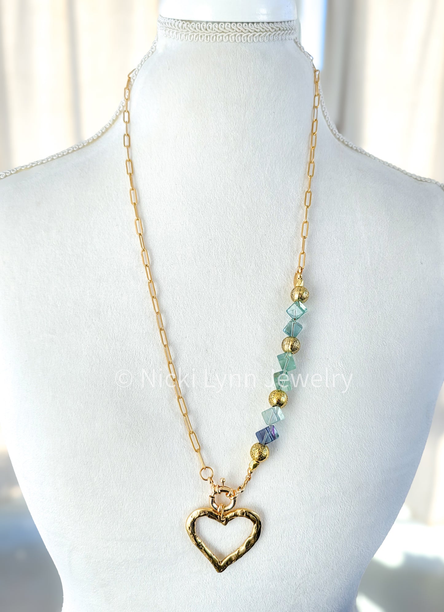 Asymmetrical Gold Statement Heart Necklace, Nicki Lynn Jewelry 