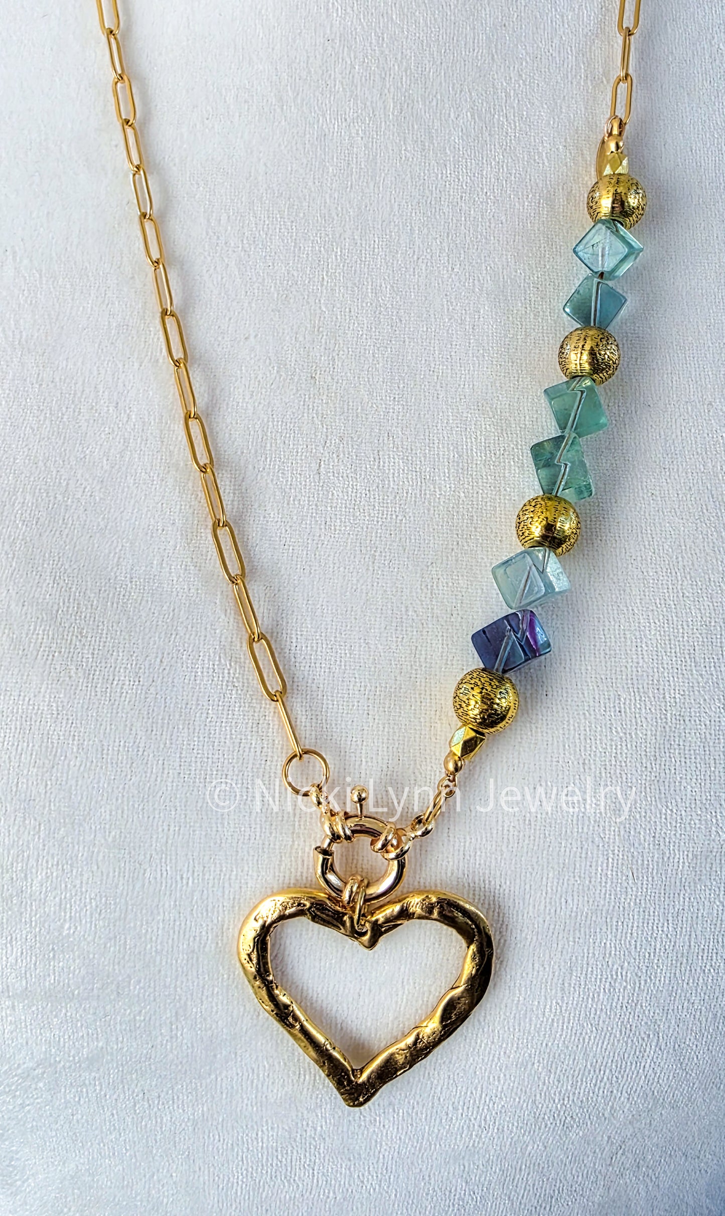 Asymmetrical Gold Statement Heart Necklace, Nicki Lynn Jewelry 