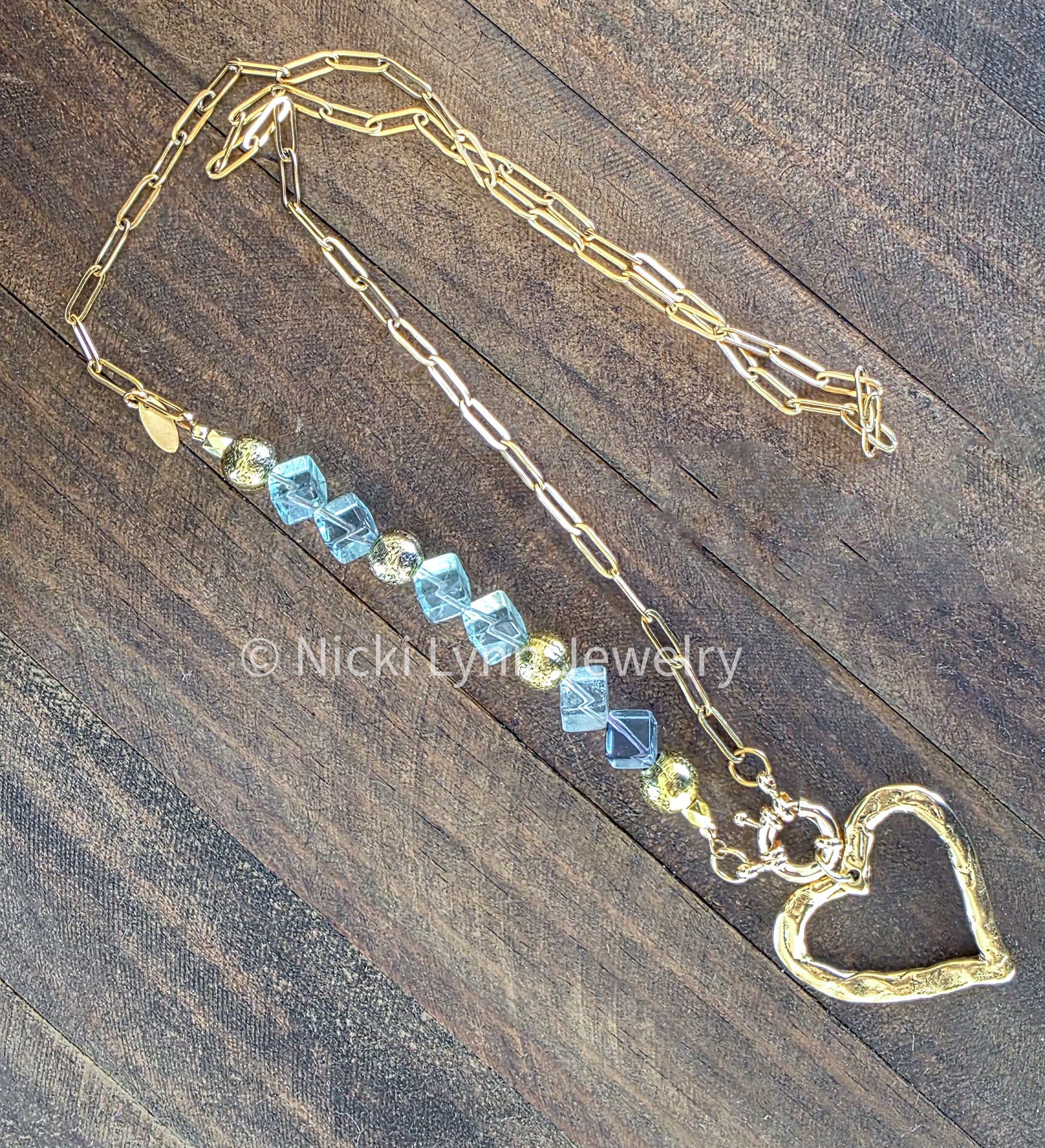 Asymmetrical Gold Statement Heart Necklace, Nicki Lynn Jewelry 