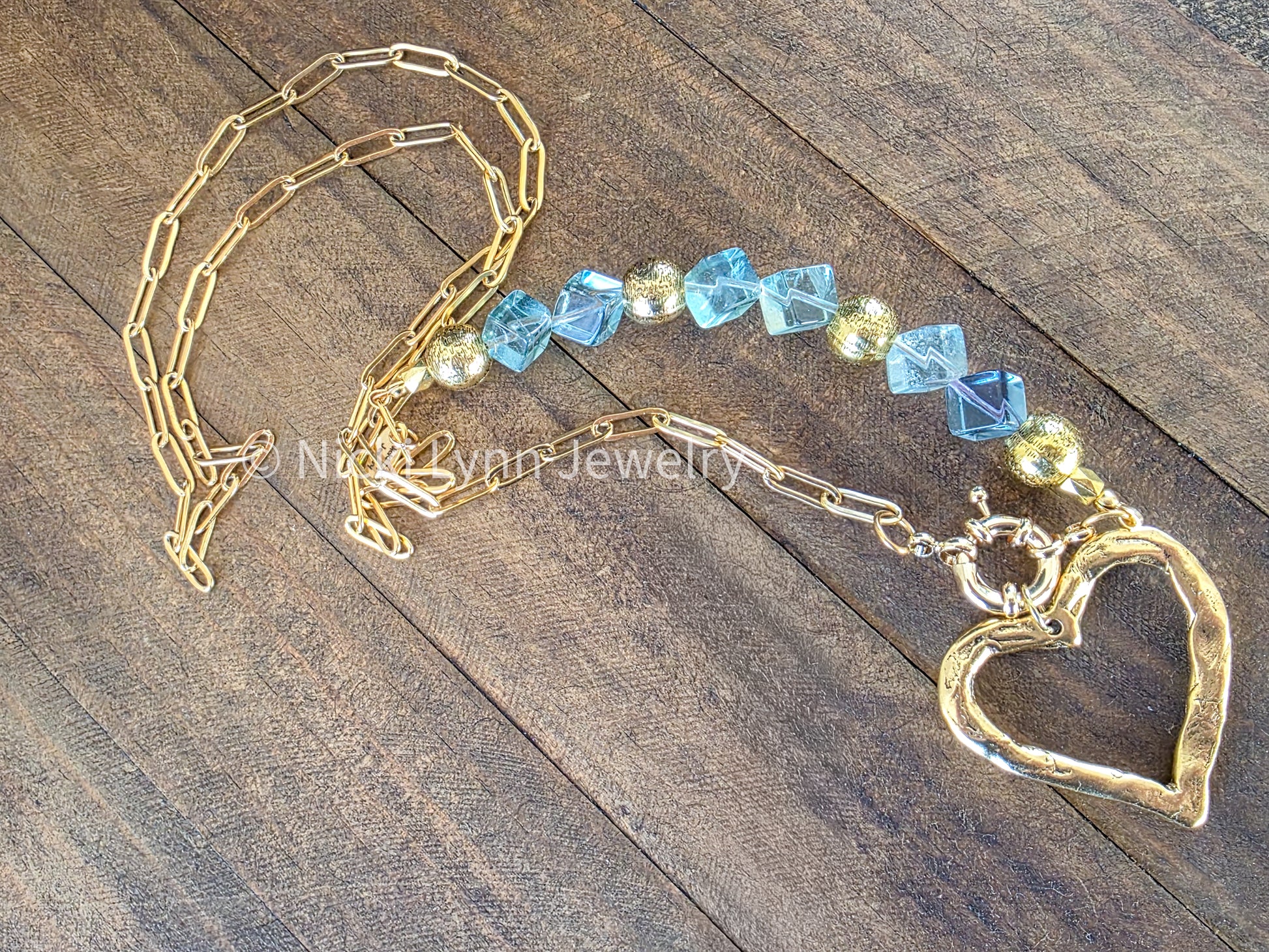 Asymmetrical Gold Statement Heart Necklace, Nicki Lynn Jewelry 