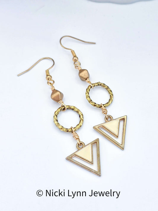 Gold Geometric Triangle Earrings, Nicki Lynn Jewelry 